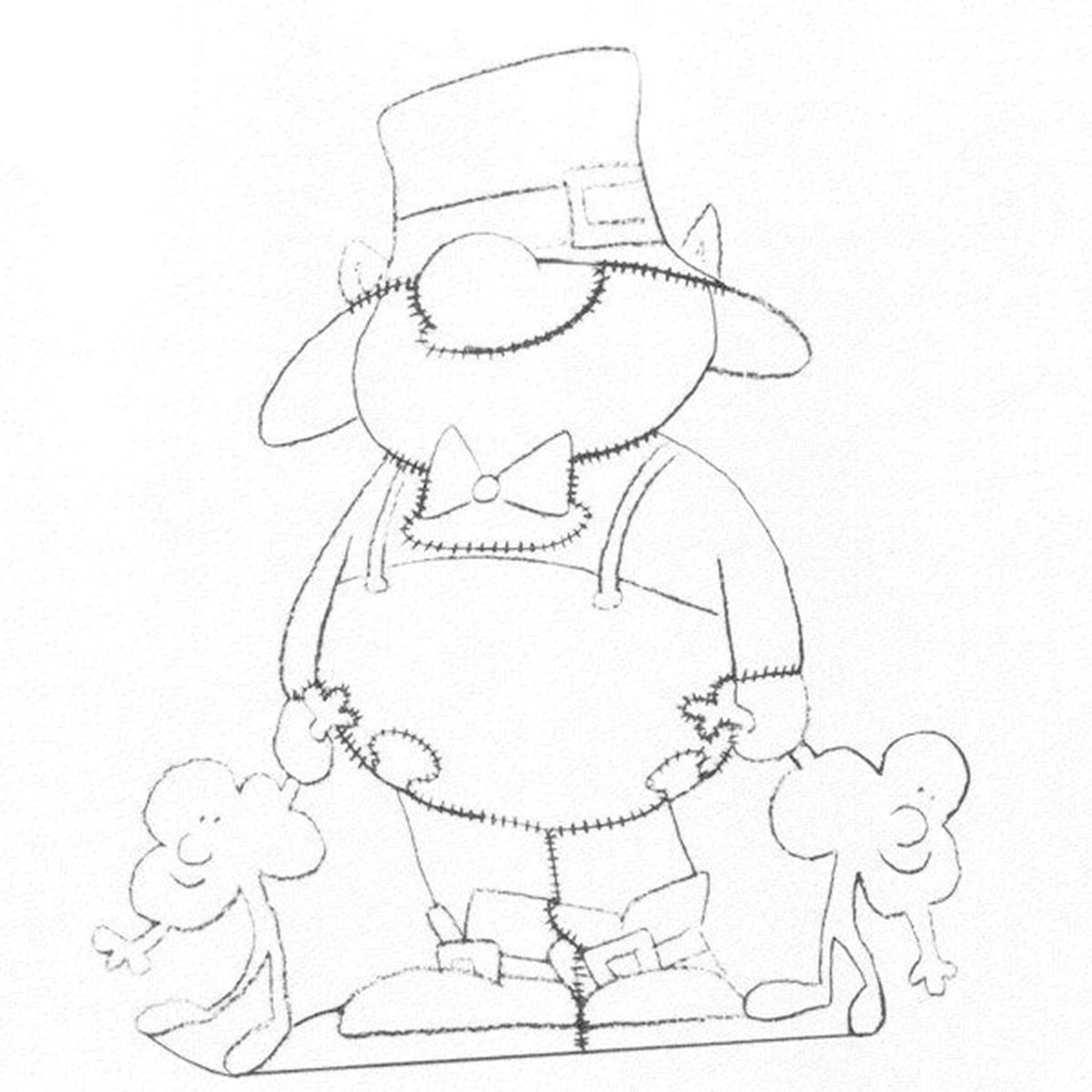 Woodworking Project Paper Plan to Build Leprechaun with Shamrocks - Image 1