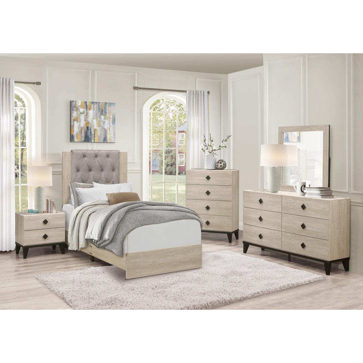 Whiting Cream Fabric Tufted Panel Twin Bed - Image 3