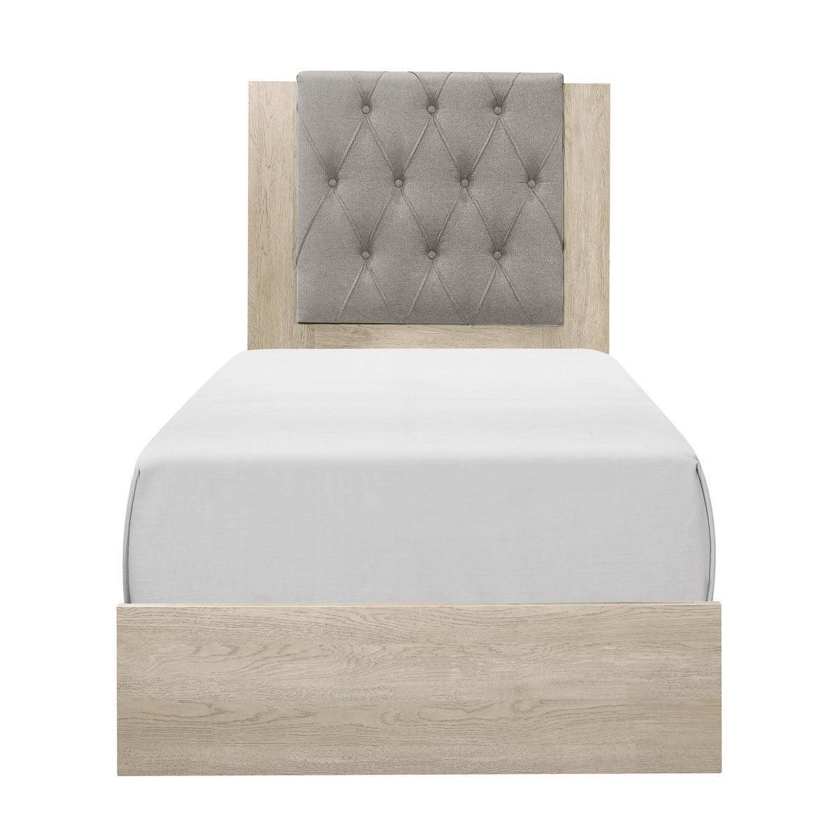 Whiting Cream Fabric Tufted Panel Twin Bed - Image 1