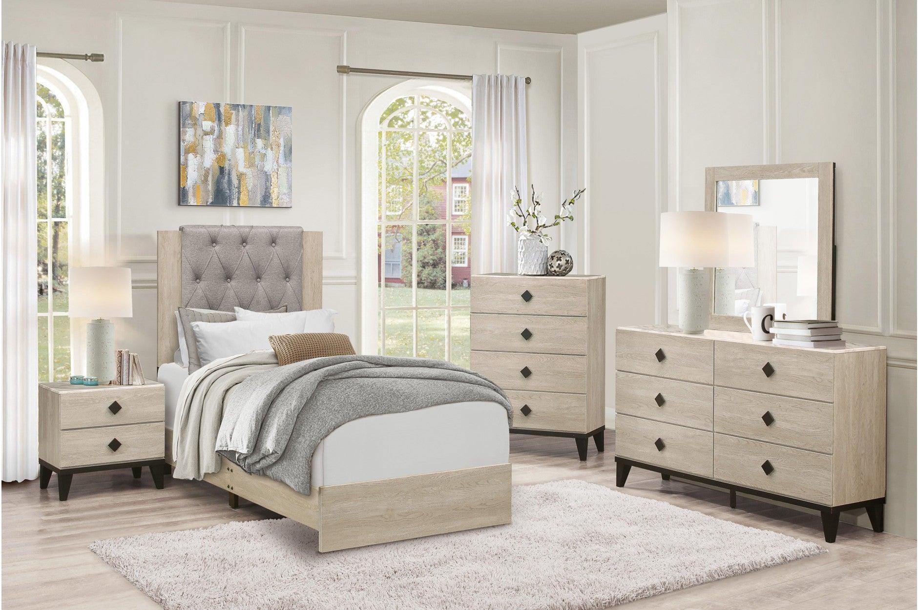 Whiting Linen Fabric Panel Bedroom Set