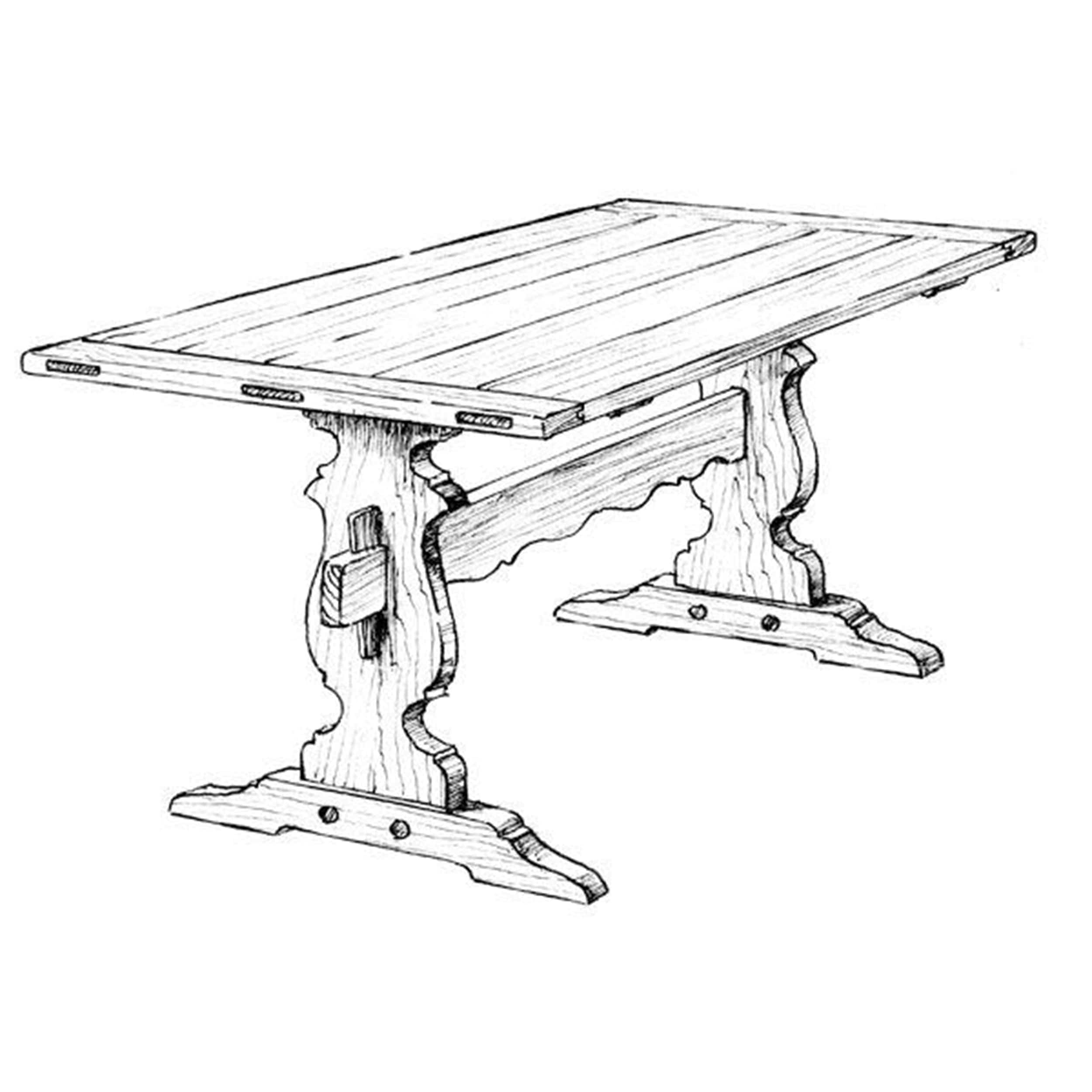 Woodworking Project Paper Plan to Build Trestle Dining Table - Image 1