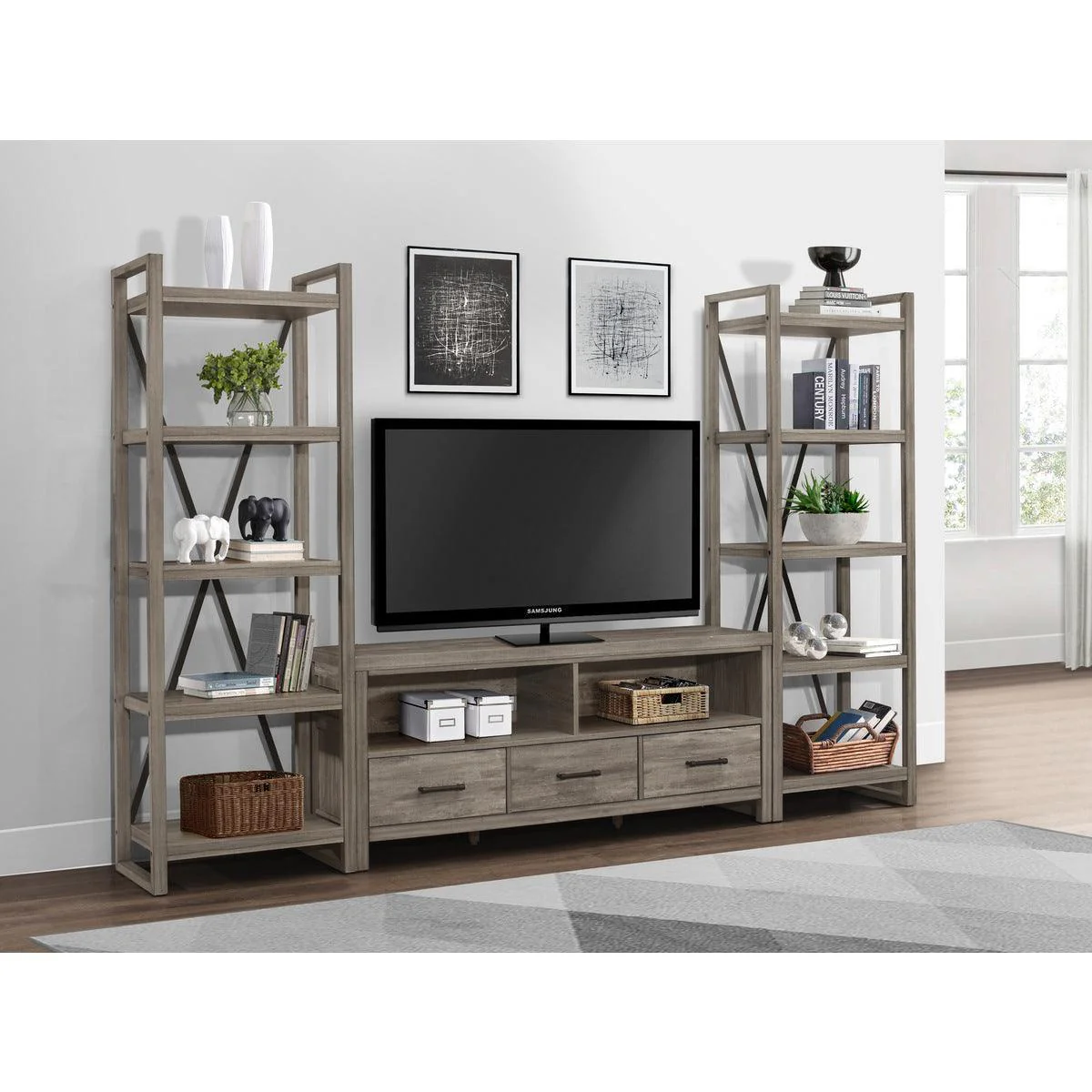 Bainbridgeed Gray Bookcase with 5 Storage Shelves - Image 3