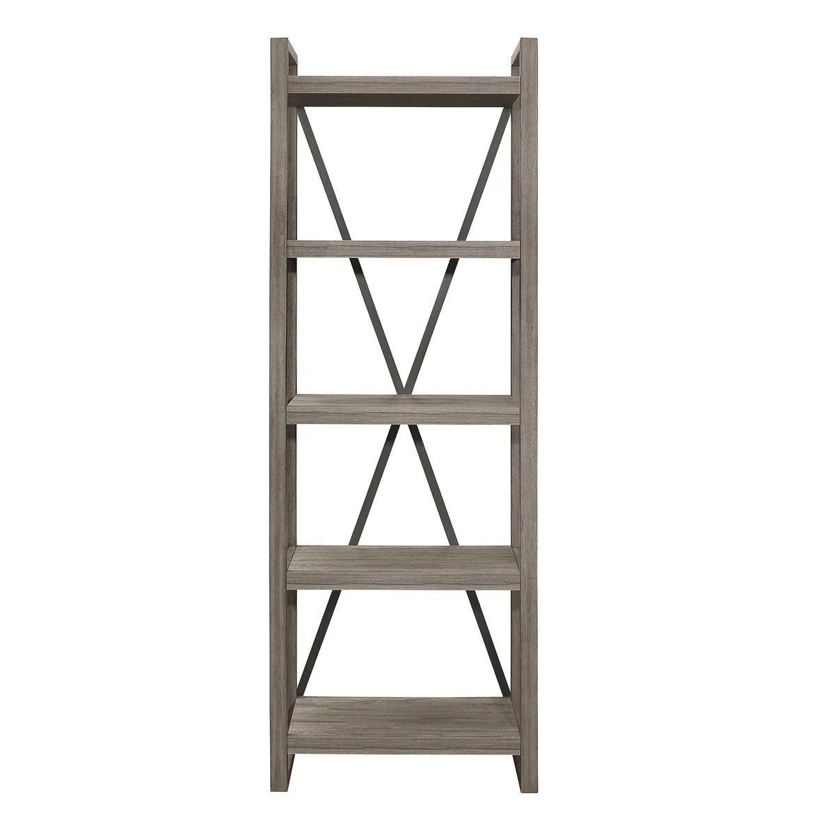 Bainbridgeed Gray Bookcase with 5 Storage Shelves