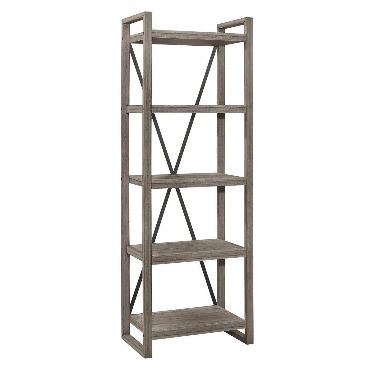 Bainbridgeed Gray Bookcase with 5 Storage Shelves - Image 2