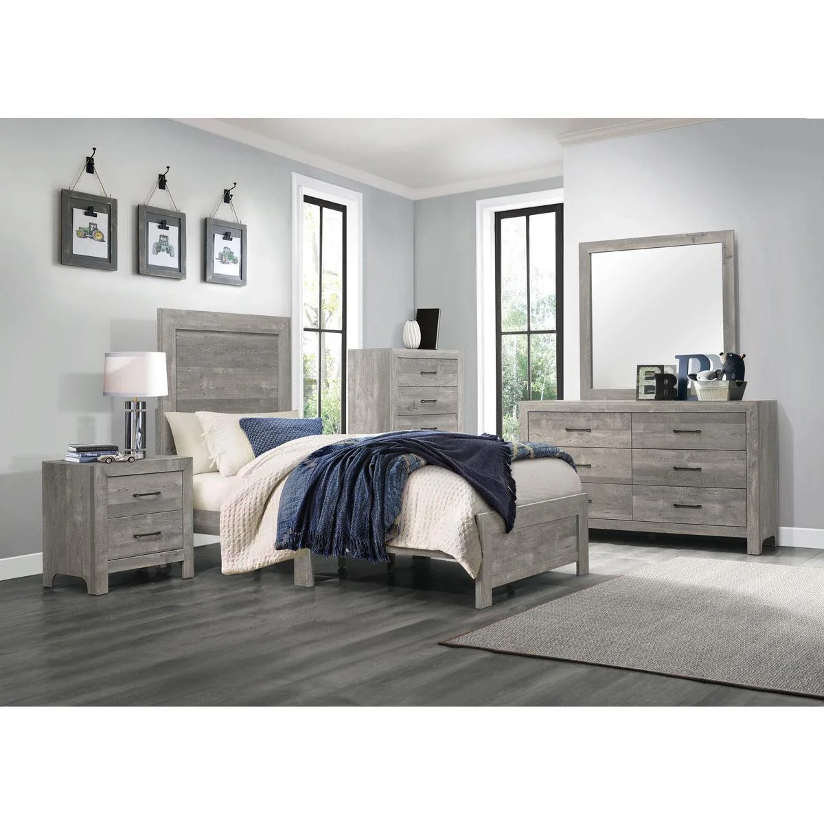 Corbin Gray Embossed Faux Twin Bed - Image 3