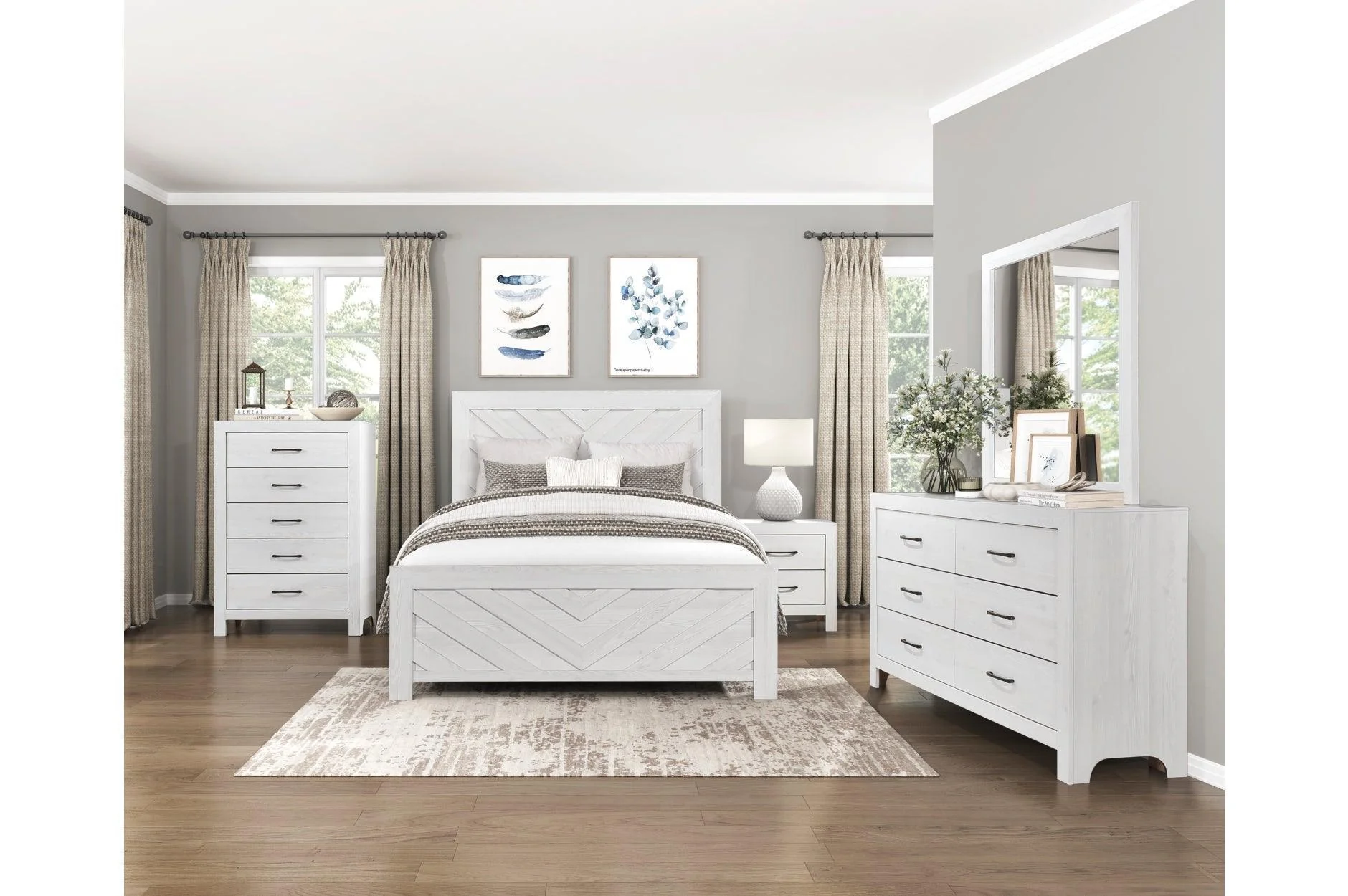 Corbin Rustic White Panel Bedroom Set - Image 2