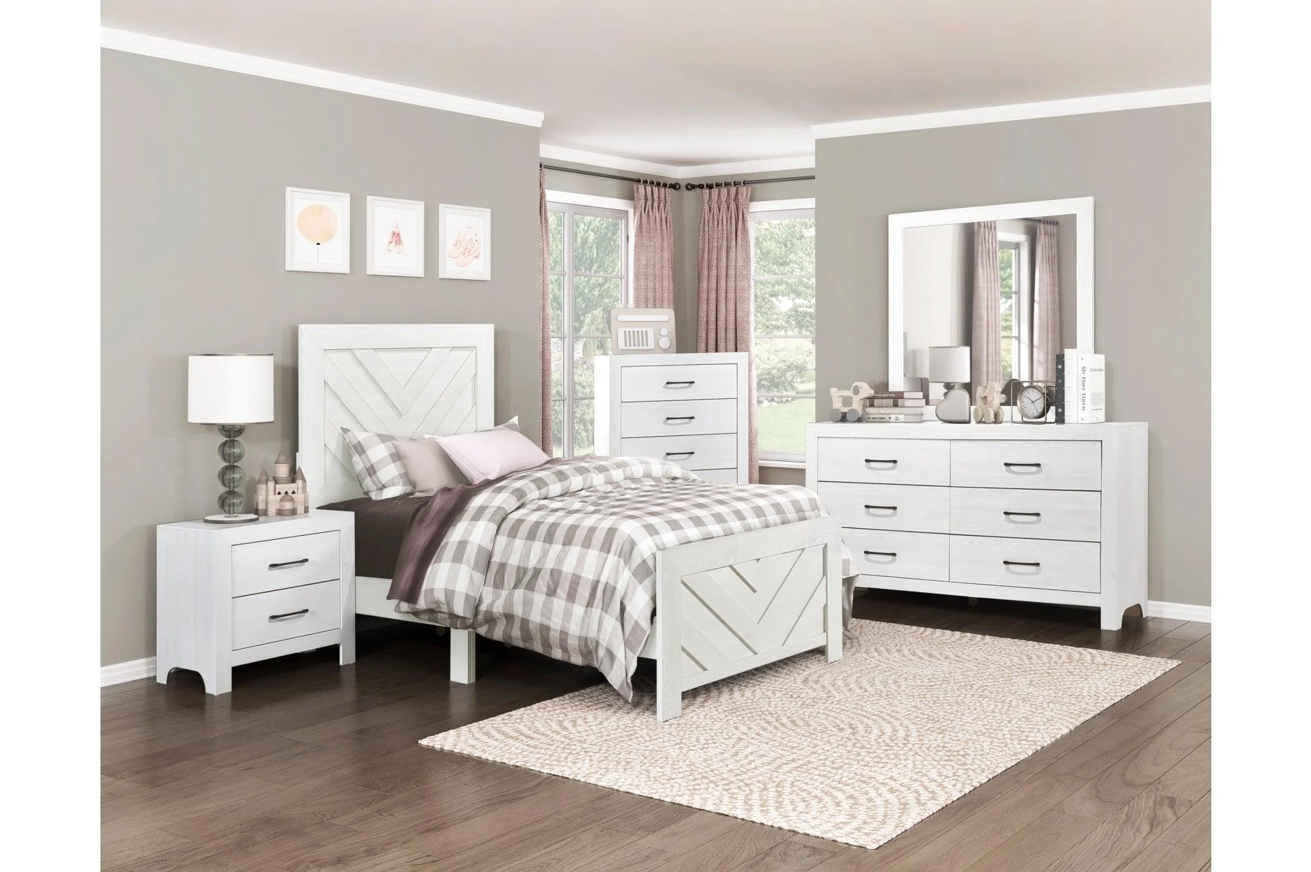 Corbin Rustic White Panel Bedroom Set - Image 3