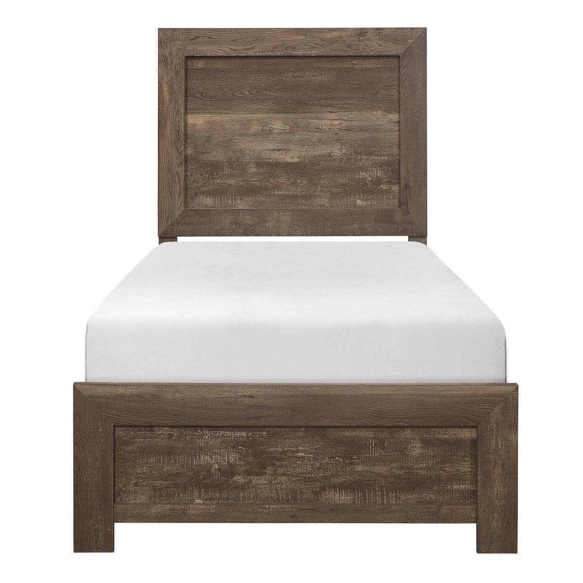 Corbin Brown Embossed Faux Twin Bed