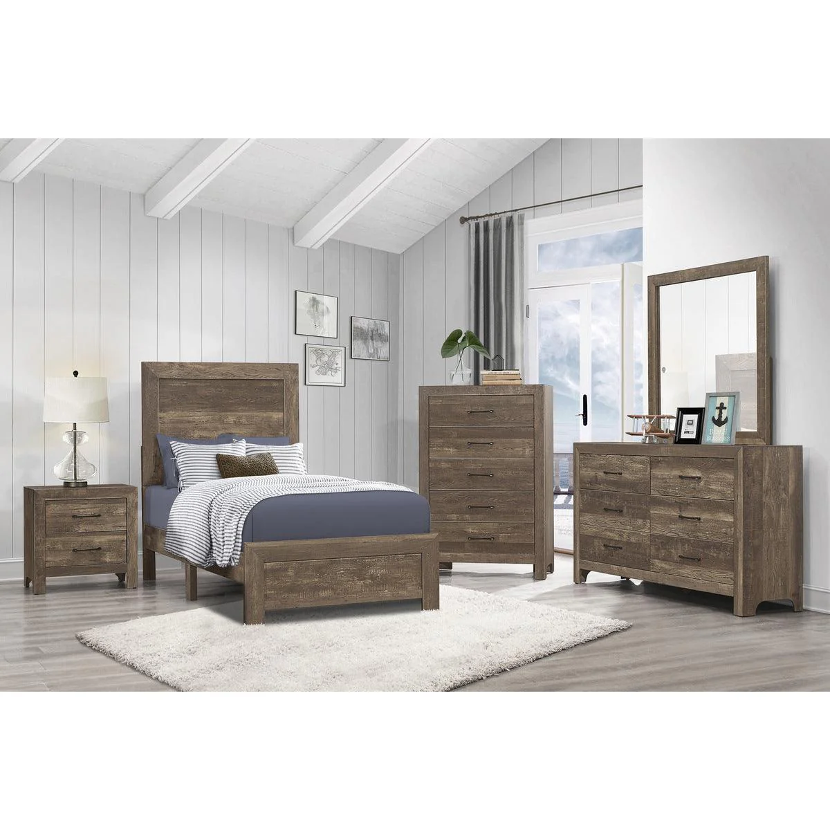 Corbin Brown Embossed Faux Twin Bed - Image 3