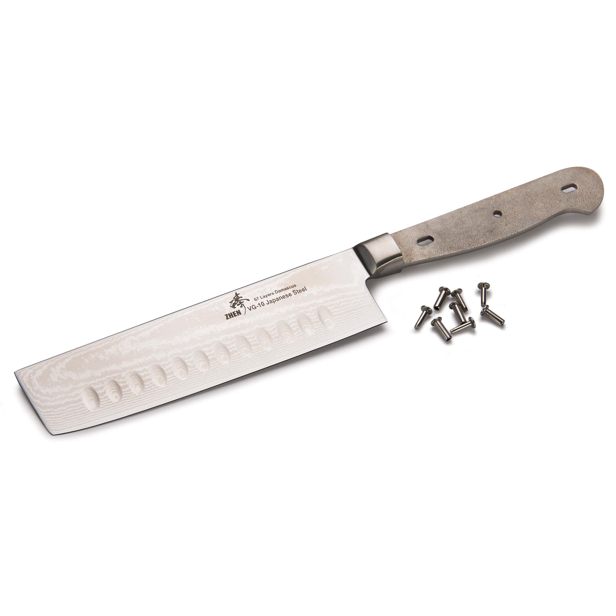 Nakiri Knife for Cutting Delicate Vegetables - 11-1/2" - Damascus - Unfinished Kit - Image 1