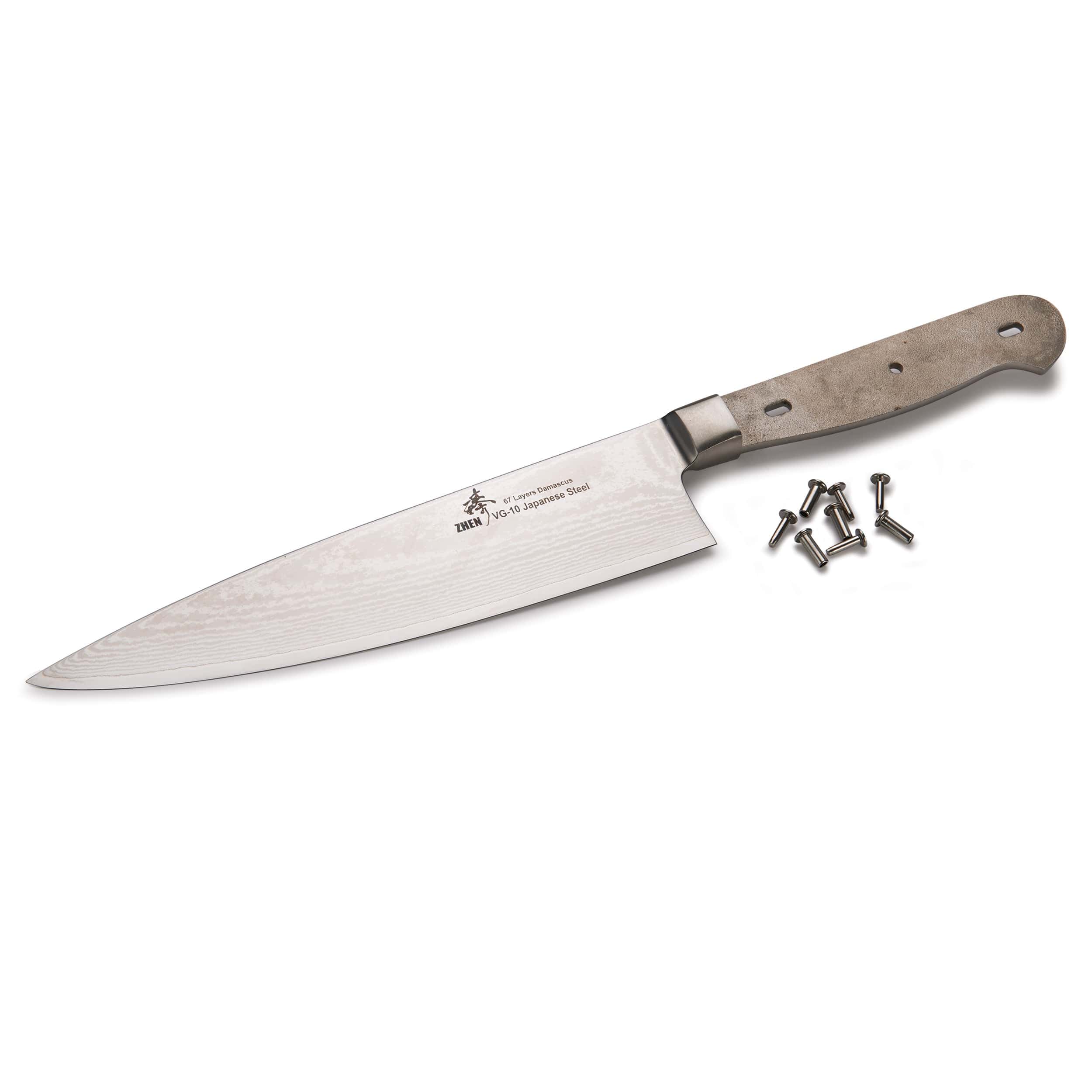 Chef Knife for Cutting Fruits Vegetables and Meat – 12-3/4″ – Damascus – Unfinished Kit