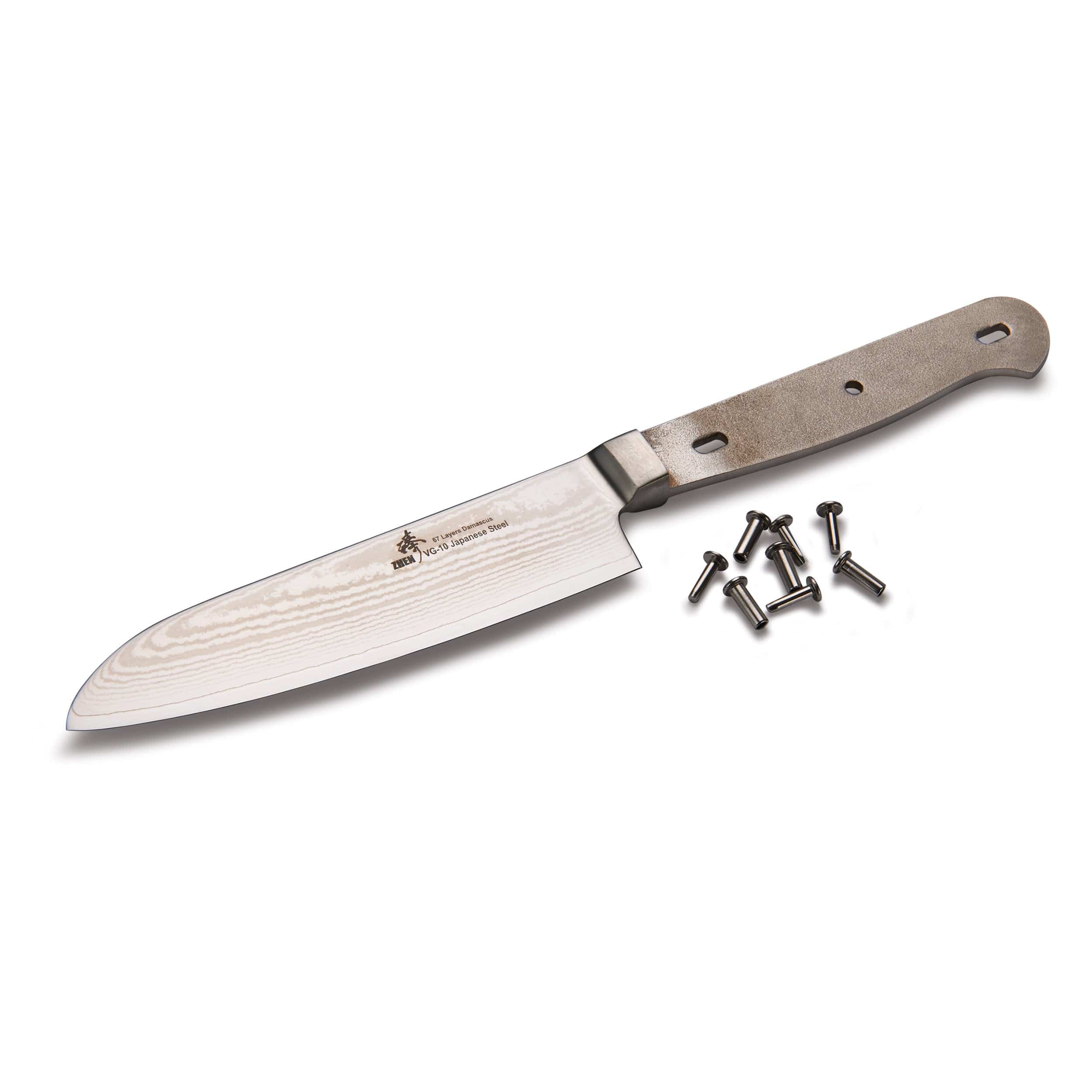 Santoku Knife for Mincing, Slicing and Dicing Vegetables - 9-5/16" - Damascus - Unfinished Kit - Image 1