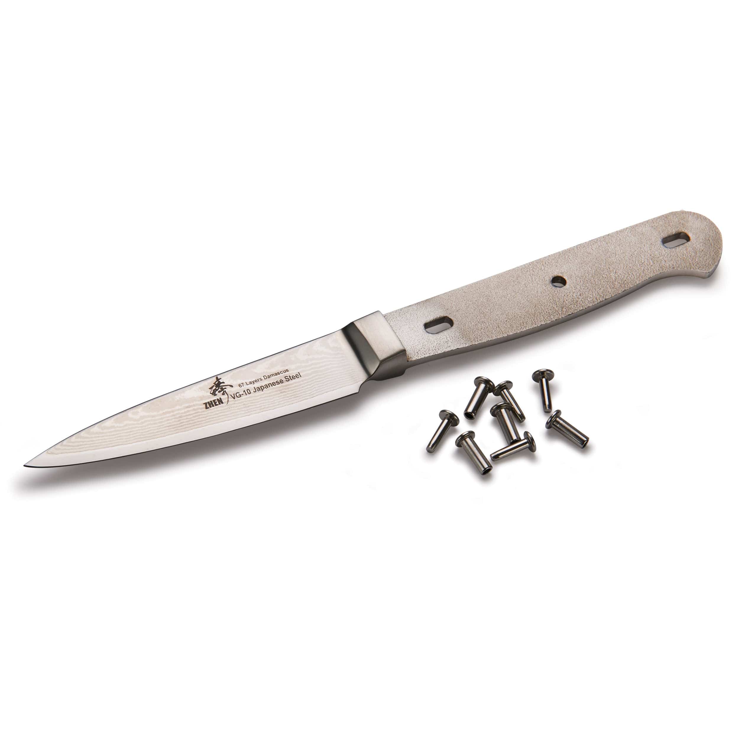 Paring Knife for Peeling, Slicing and Coring - 7-11/16" - Damascus - Unfinished Kit - Image 1