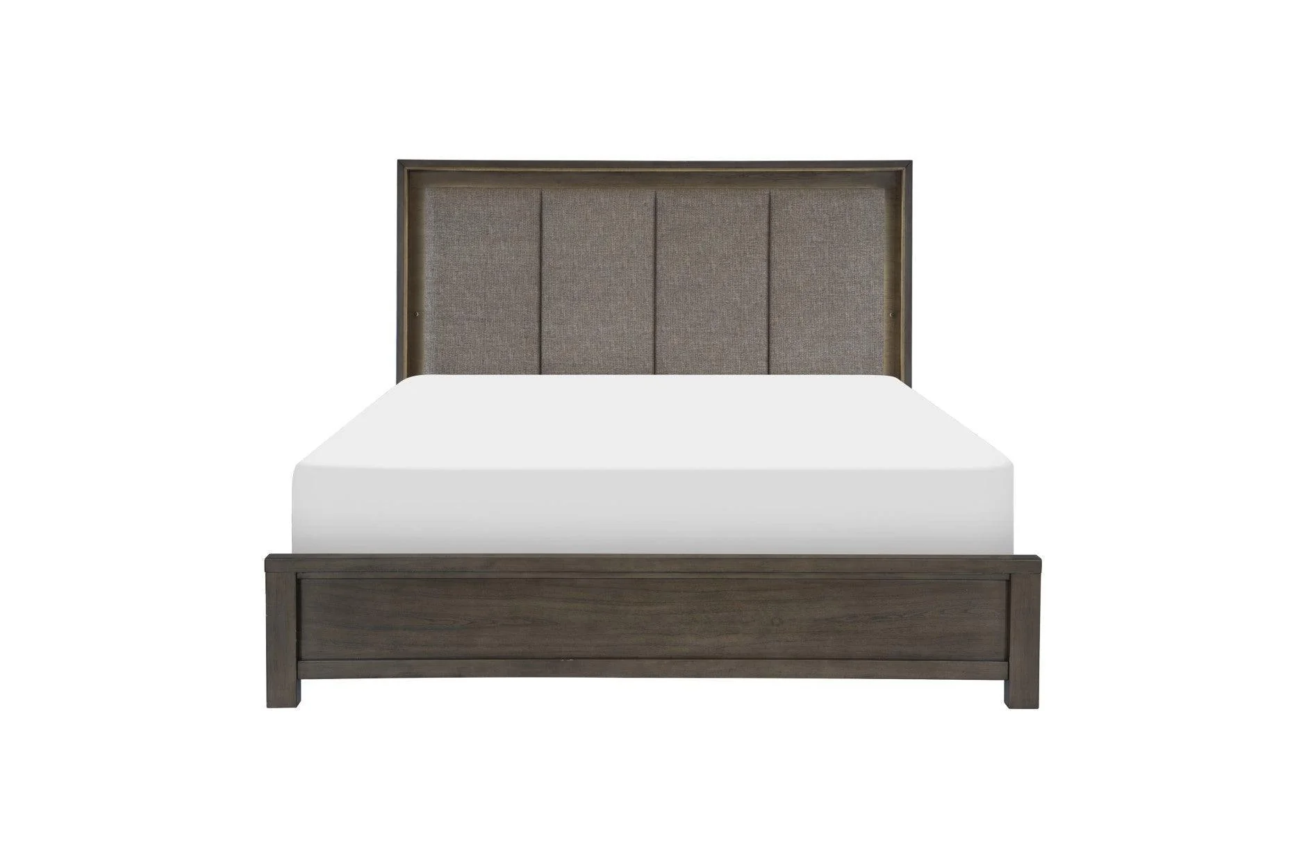 Scarlett Brown Gray Fabric LED Panel Bedroom Set - Image 2
