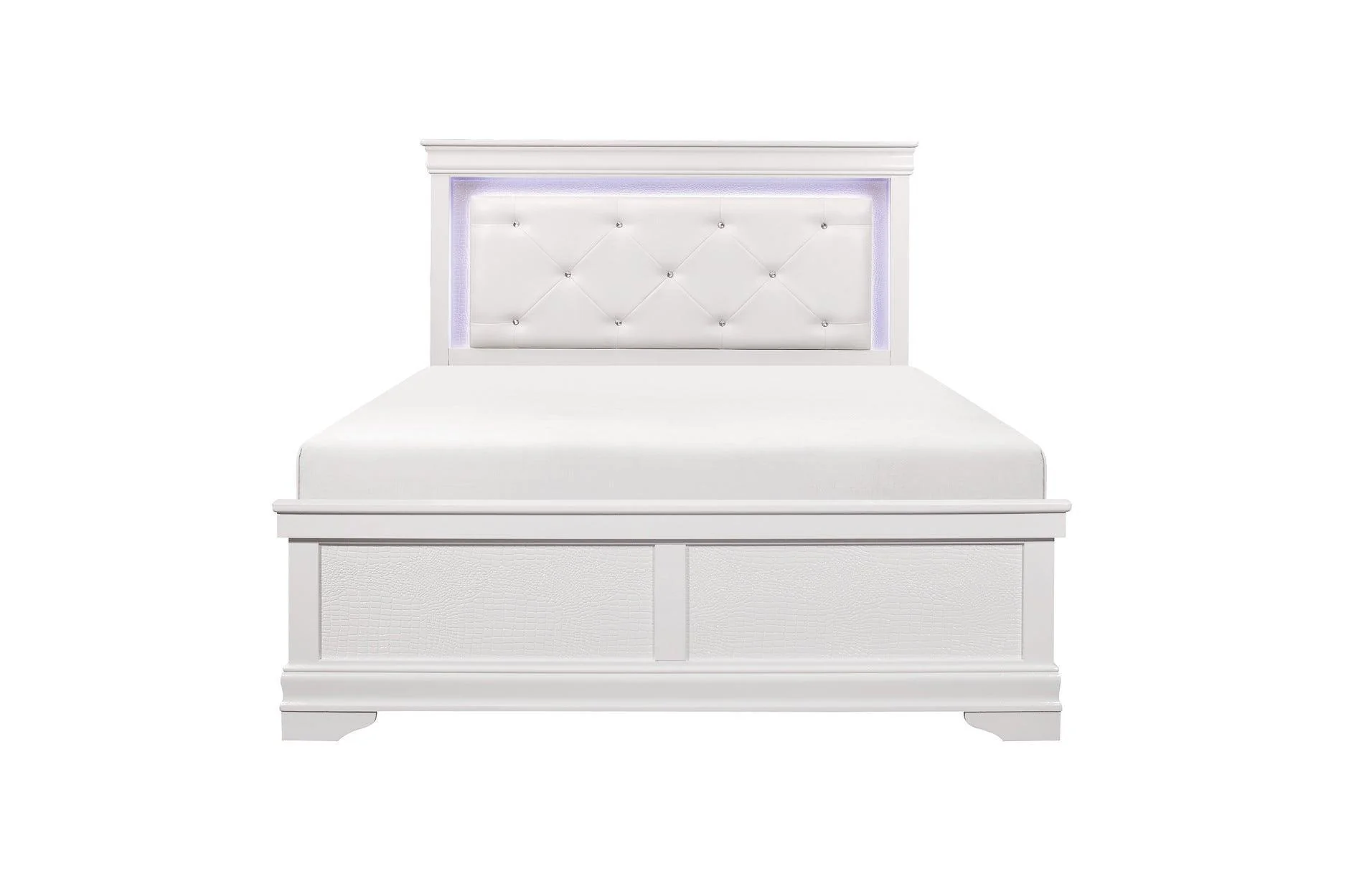 Lana White Faux Leather Tufted LED Panel Bedroom Set - Image 2