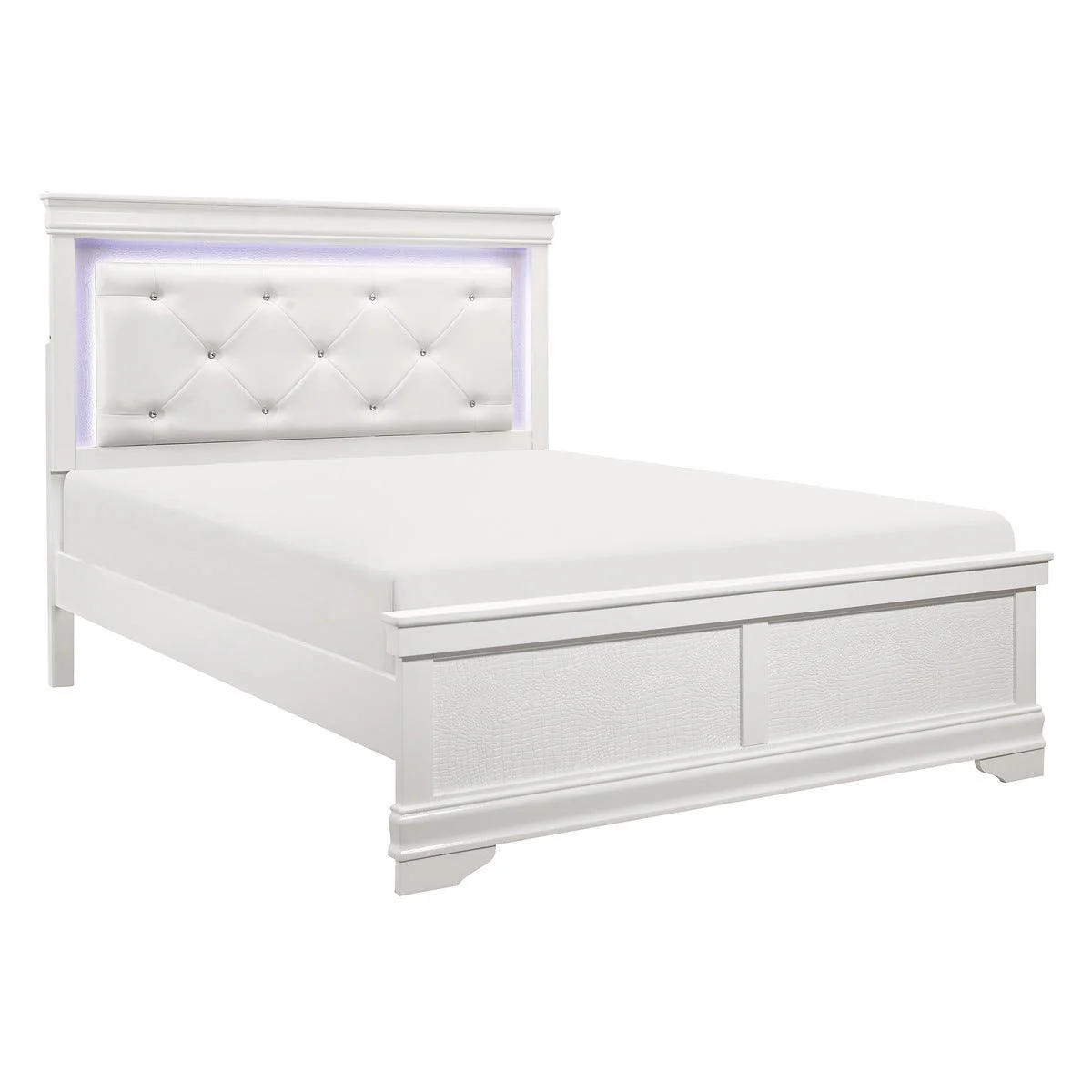 Lana White Faux Leather LED Panel King Bed - Image 2