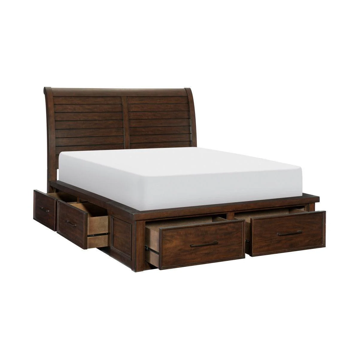 Logandale Brown Mango Sleigh King Bed - Image 3