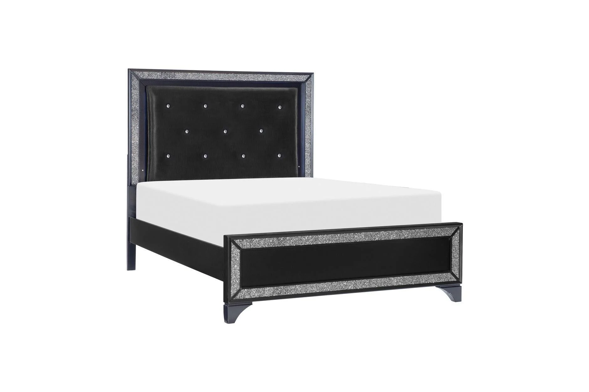 Salon Black Faux Leather Tufted LED Panel Bedroom Set - Image 3