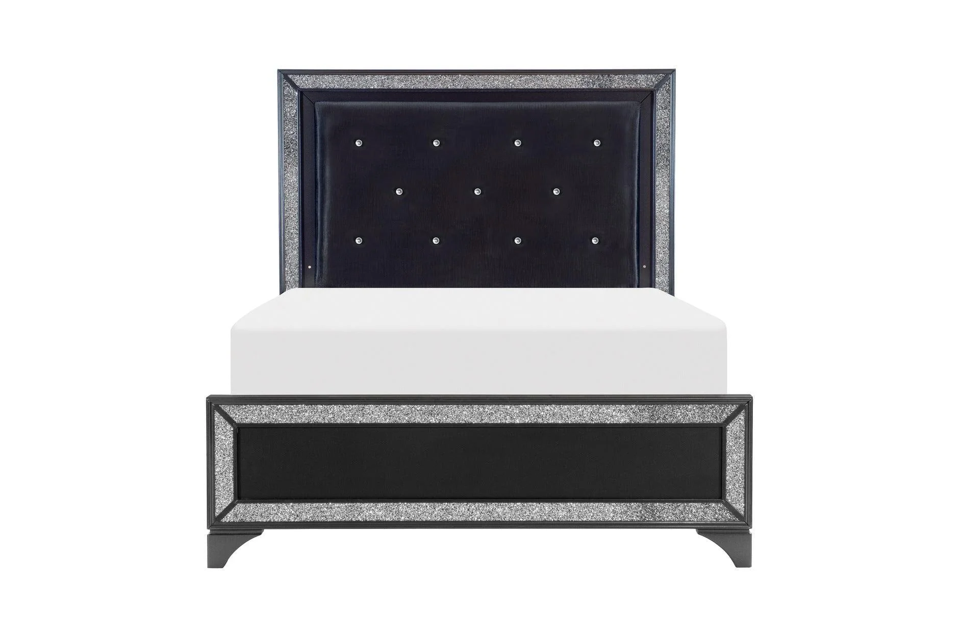 Salon Black Faux Leather Tufted LED Panel Bedroom Set - Image 2
