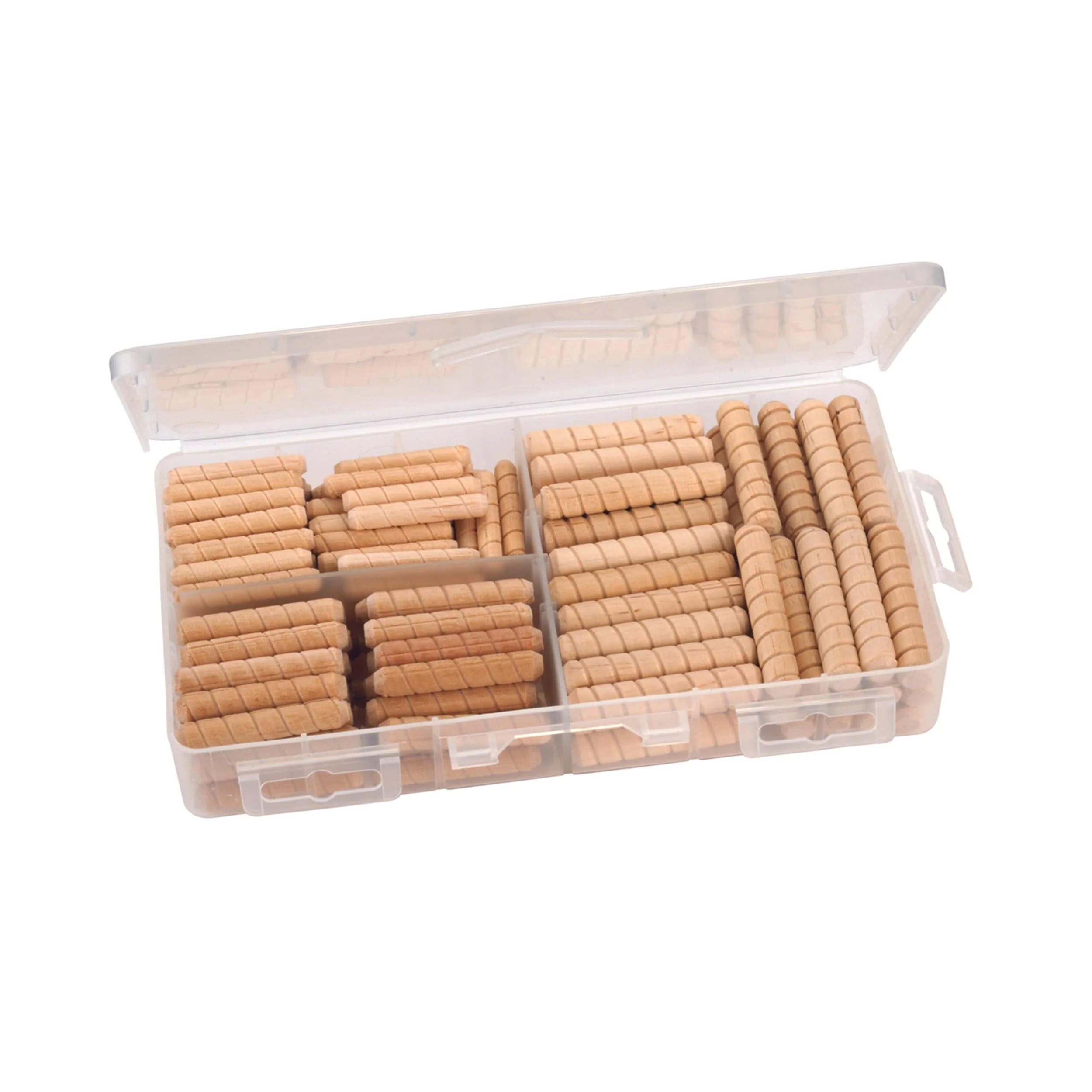 Spiral Groove Wood Dowel Pins – Assorted – 120 Piece