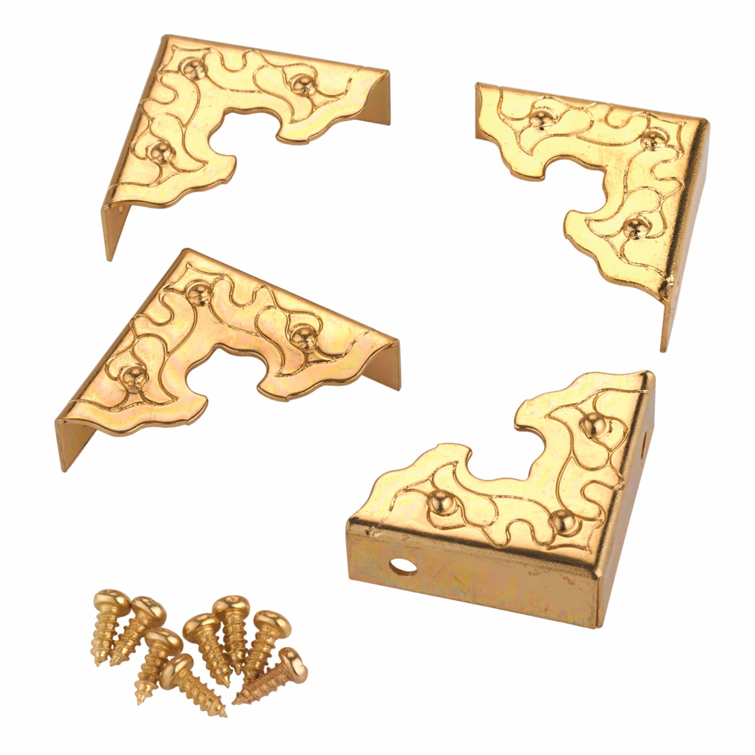 Filigree Box Corners - Brass  Plated - 4 Piece - Image 1