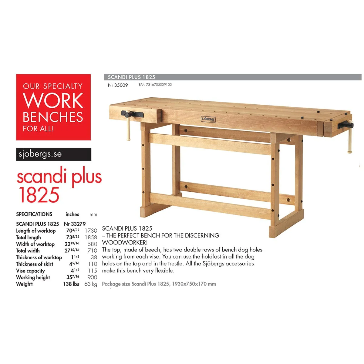 Scandi Plus 1825 Workbench - Image 2