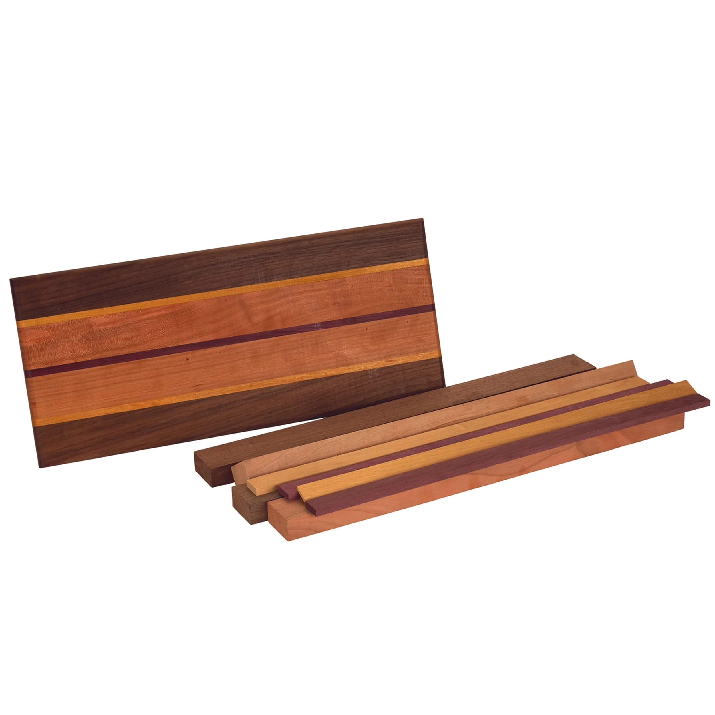 Cutting Board Kit – 3/4″ x 7″ x 16″ – Walnut, Cherry, Yellowheart & Purpleheart