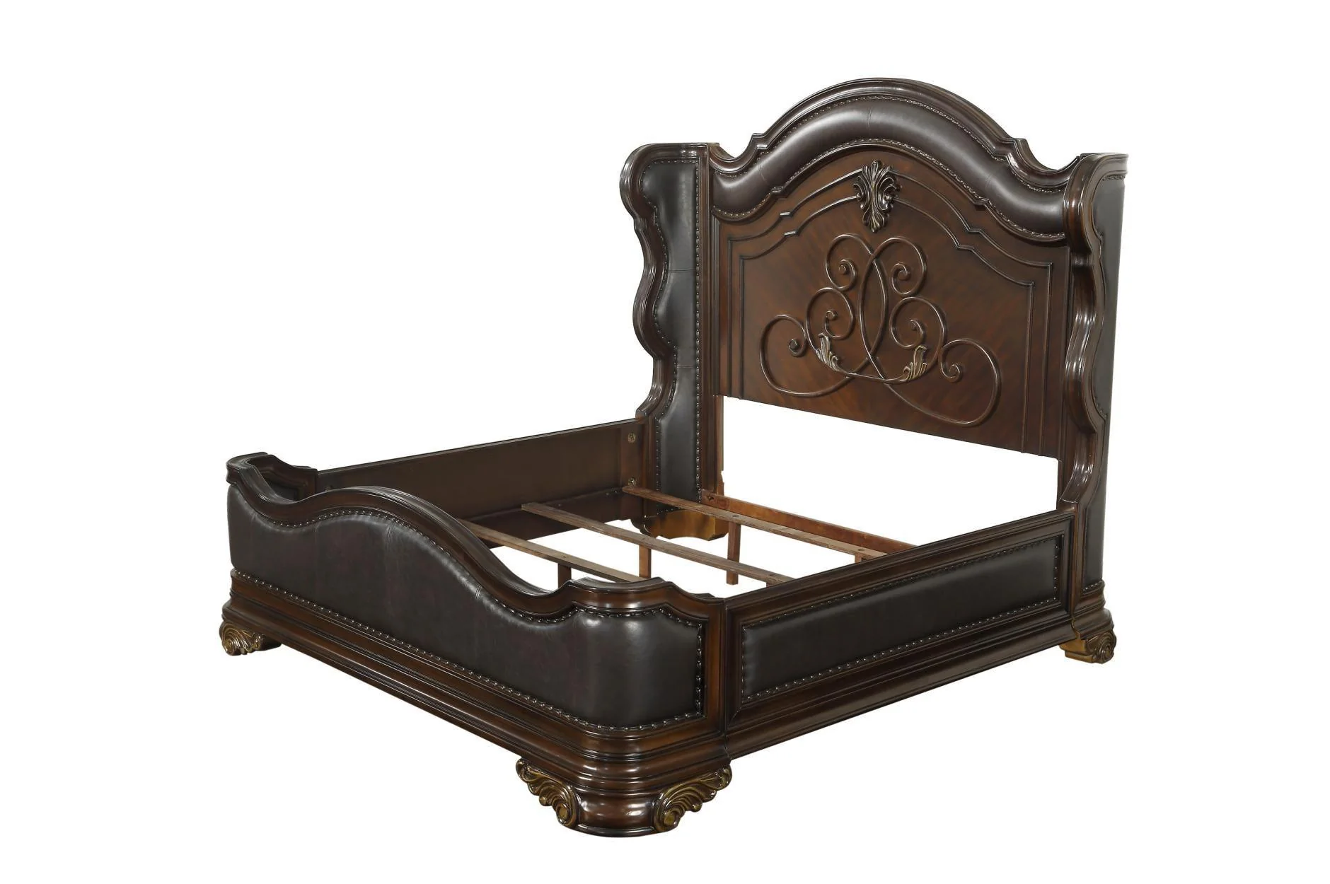 Royal Highlands Brown Cherry Faux Leather Panel Bedroom Set - Image 2