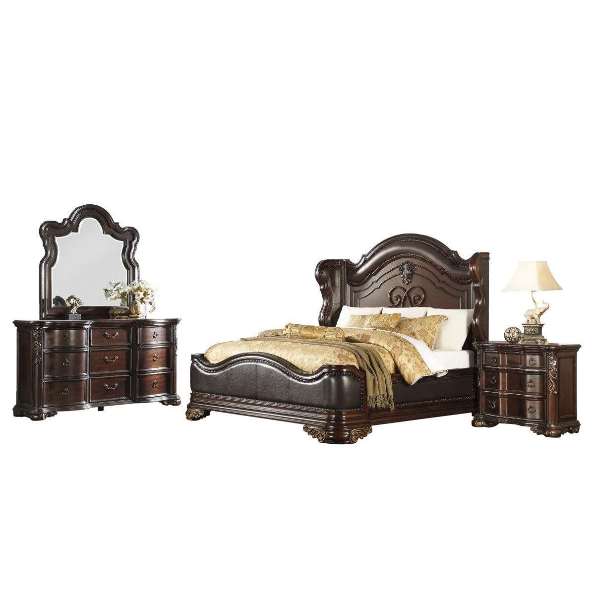 Royal Highlands Faux Leather Panel King Bed - Image 3