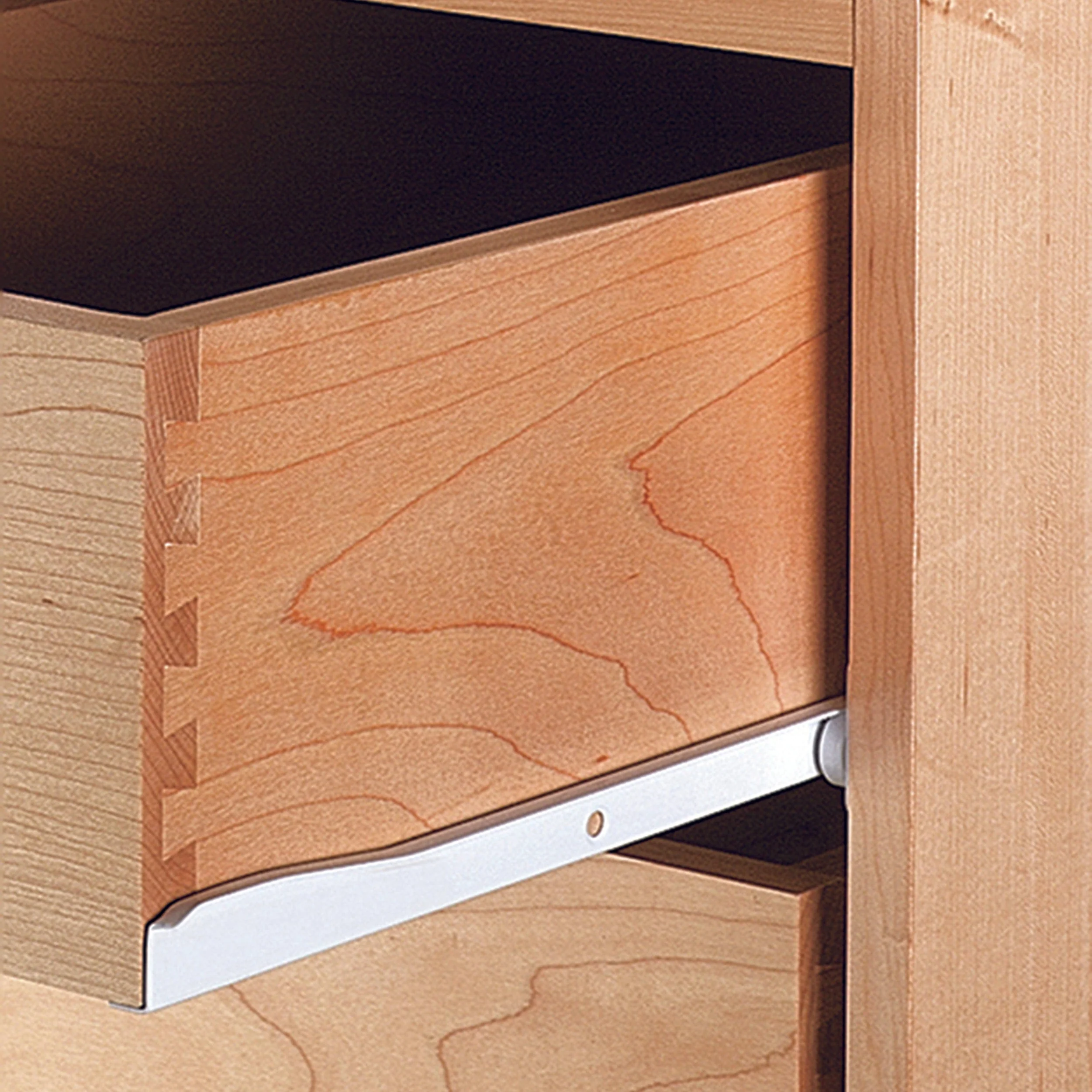 3/4-Extension Self-Close White Epoxy Coated Euro Drawer Slides - Model KV 1805 - Pair - Image 2