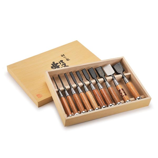 Okyo Japanese Chisel Set with Storage Box – 10 Piece
