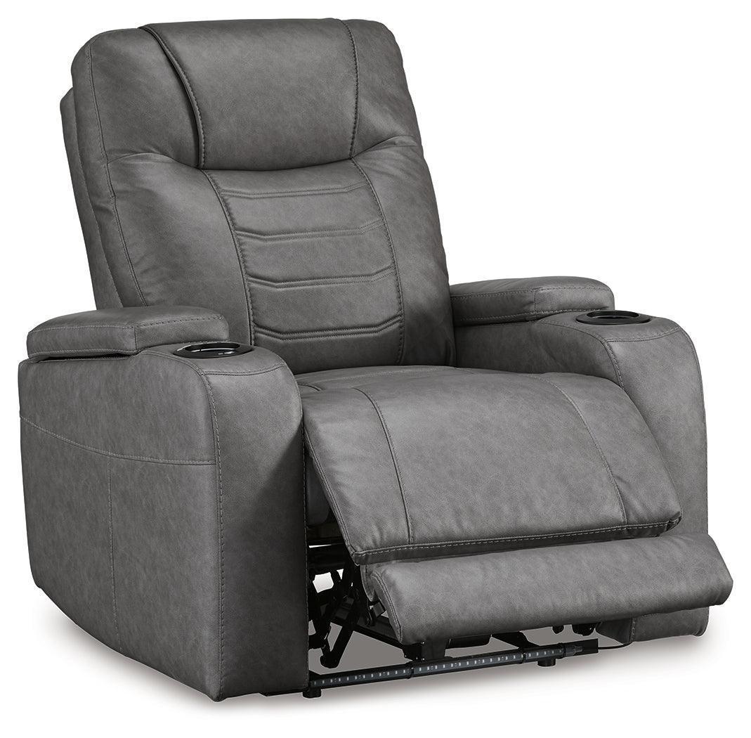 Schooner Rocks Slate Faux Leather Power Recliner - Image 3