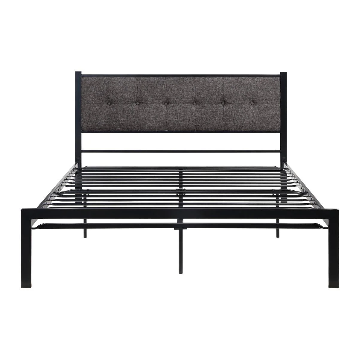 Samuel Gray Upholstered Tufted Platform Queen Bed - Image 3