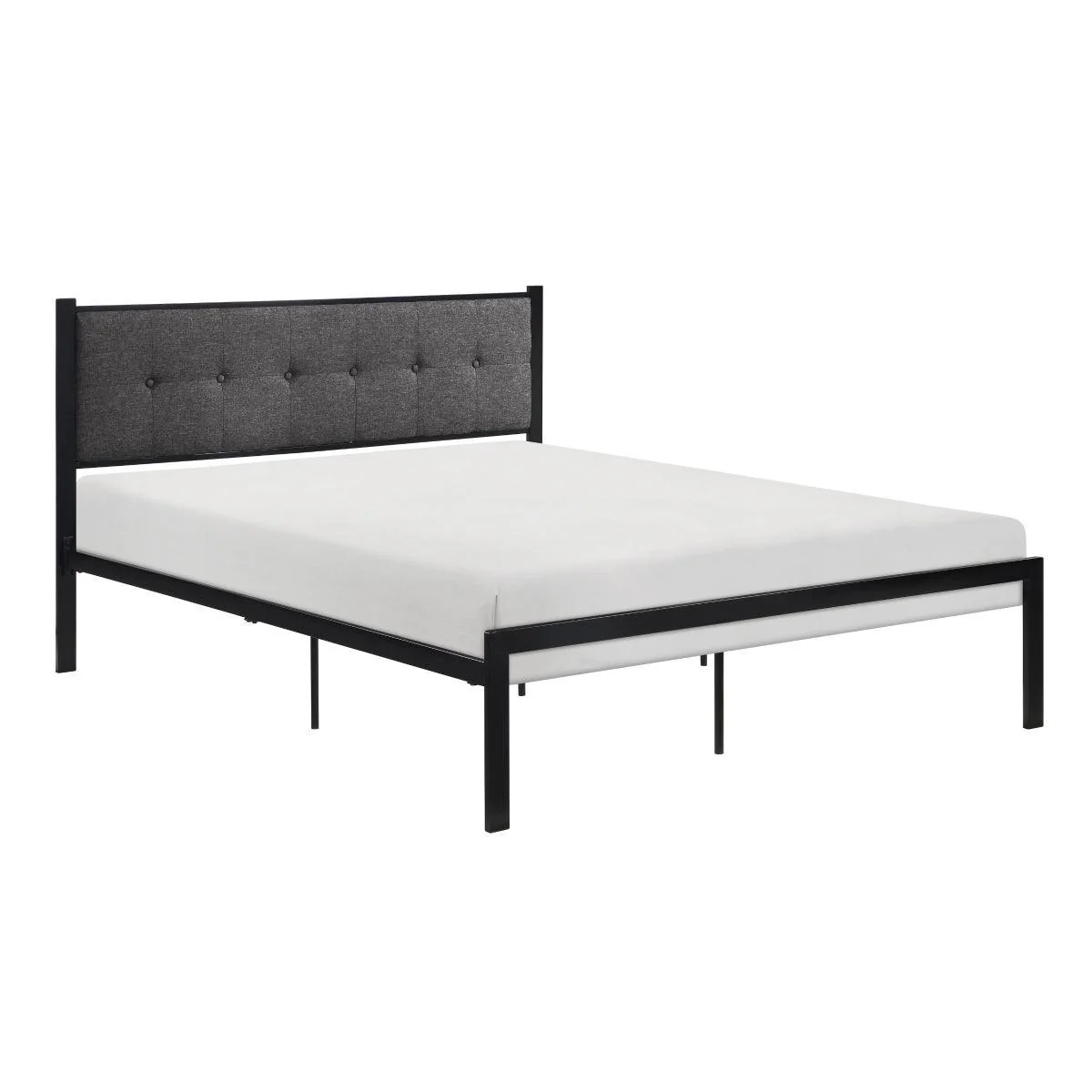 Samuel Gray Upholstered Tufted Platform Queen Bed - Image 2
