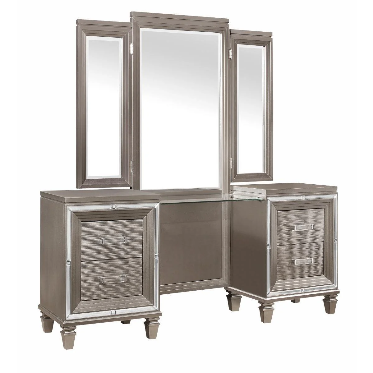 Tamsin Silver Gray Vanity Dresser With Mirror
