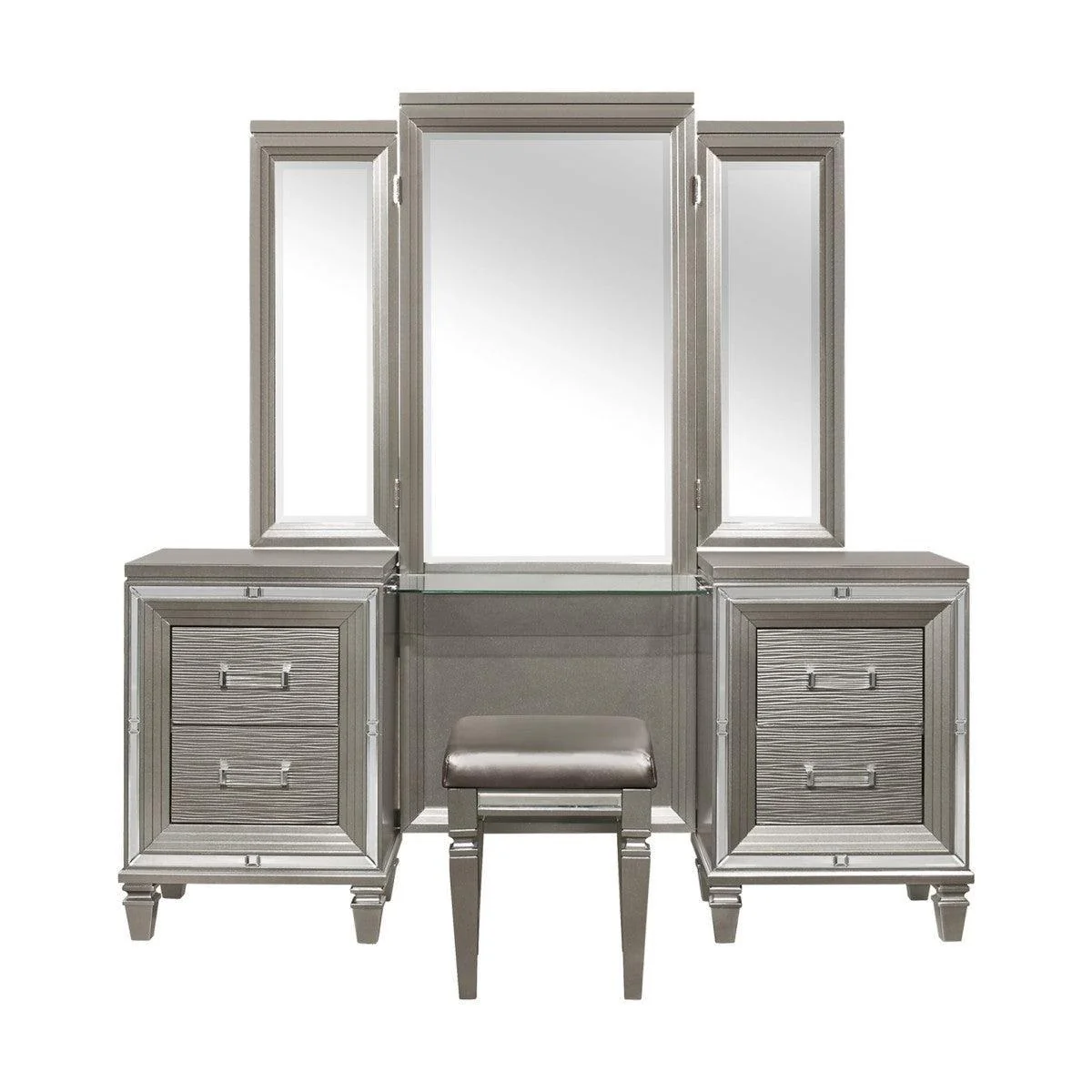 Tamsin Silver Gray Vanity Dresser With Mirror - Image 2