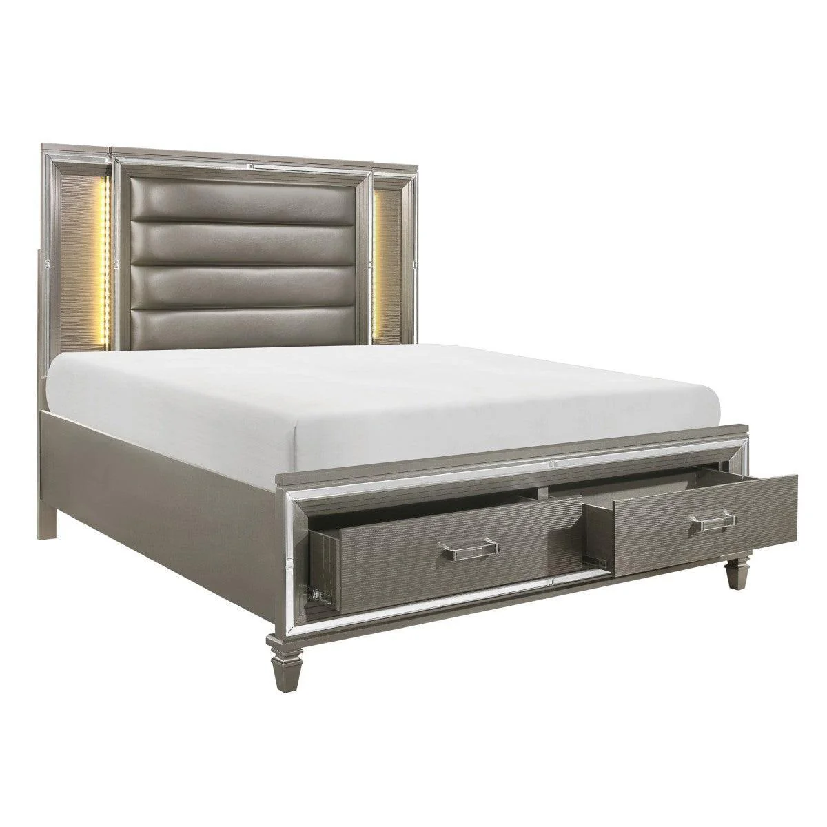 Tamsin Silver Gray Faux Leather Platform King Bed - Image 2