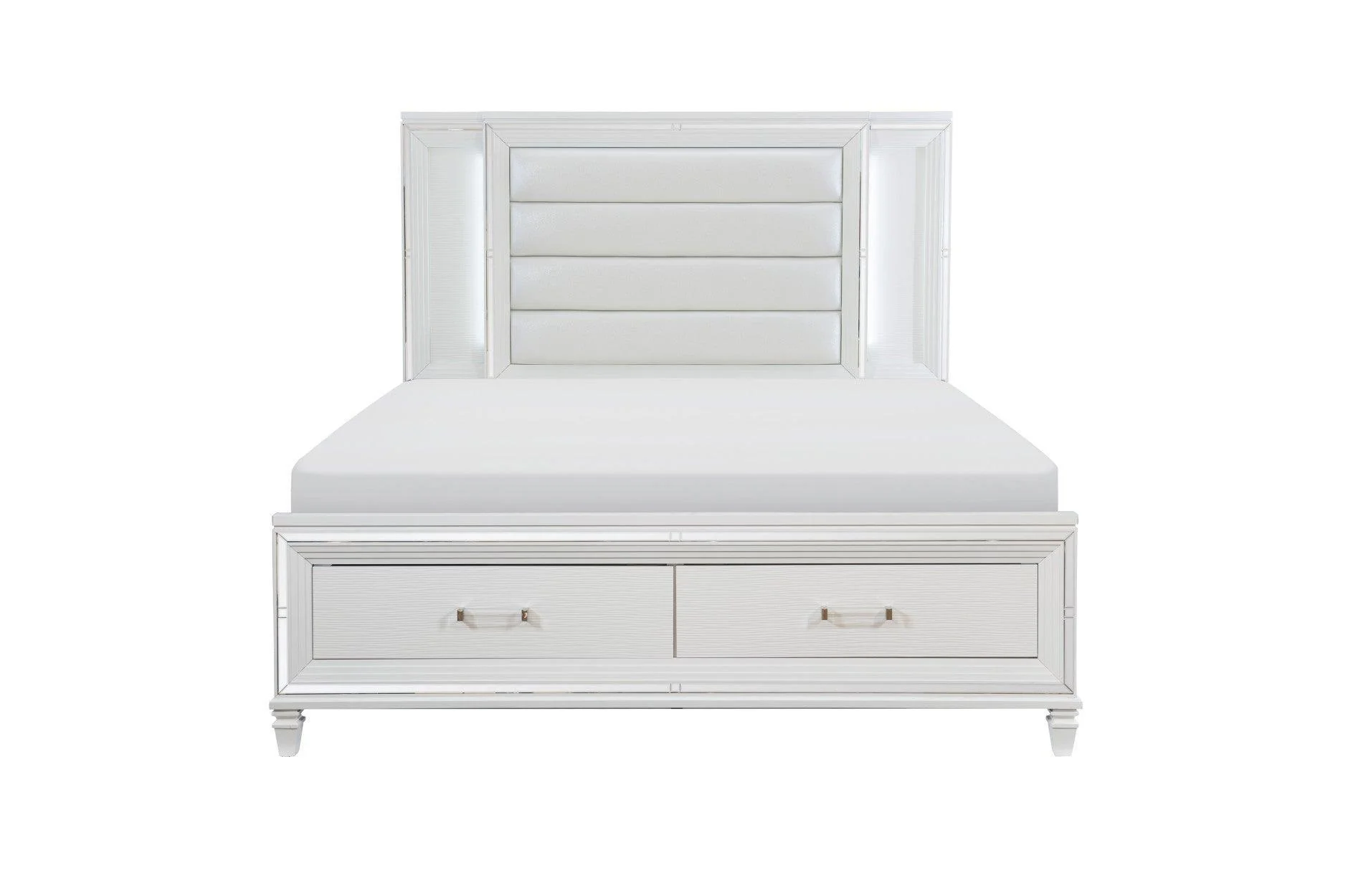Tamsin White Faux Leather LED Storage Platform Bedroom Set - Image 3