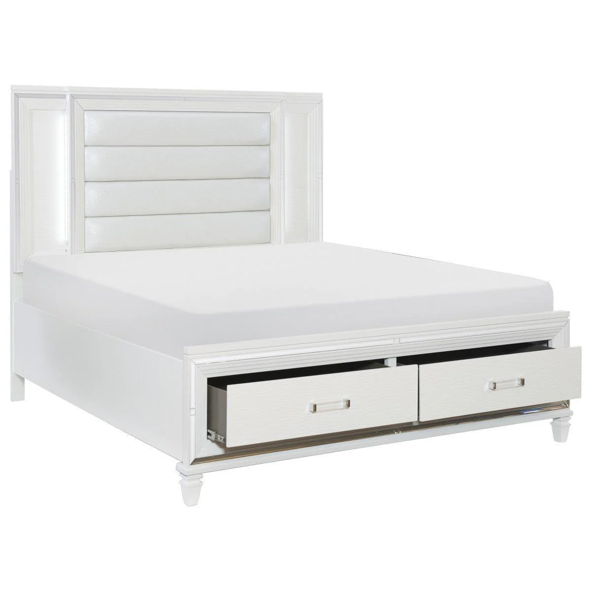 Tamsin White Faux Leather LED Storage Platform Queen Bed - Image 3