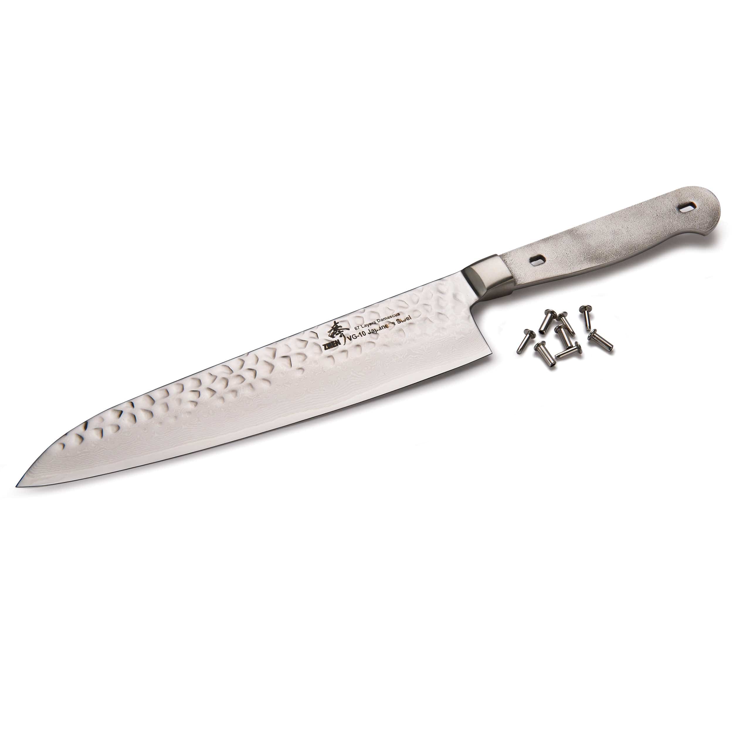 Chef Knife for Cutting Fruits Vegetables and Meat – Damascus – 12-7/8″ – Unfinished Kit