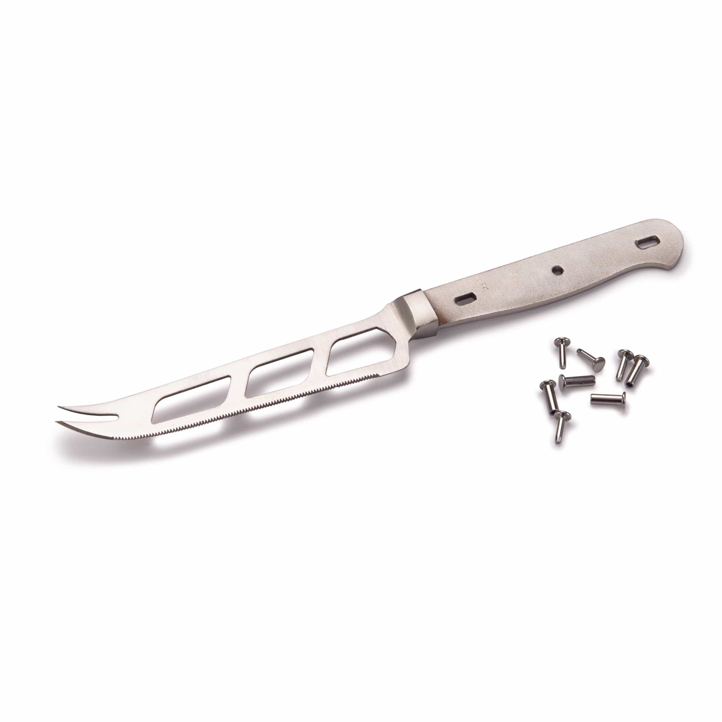 Cheese Knife with Fork Tip for Slicing and Serving – 9-1/4″ – 440C SS – Unfinished Kit