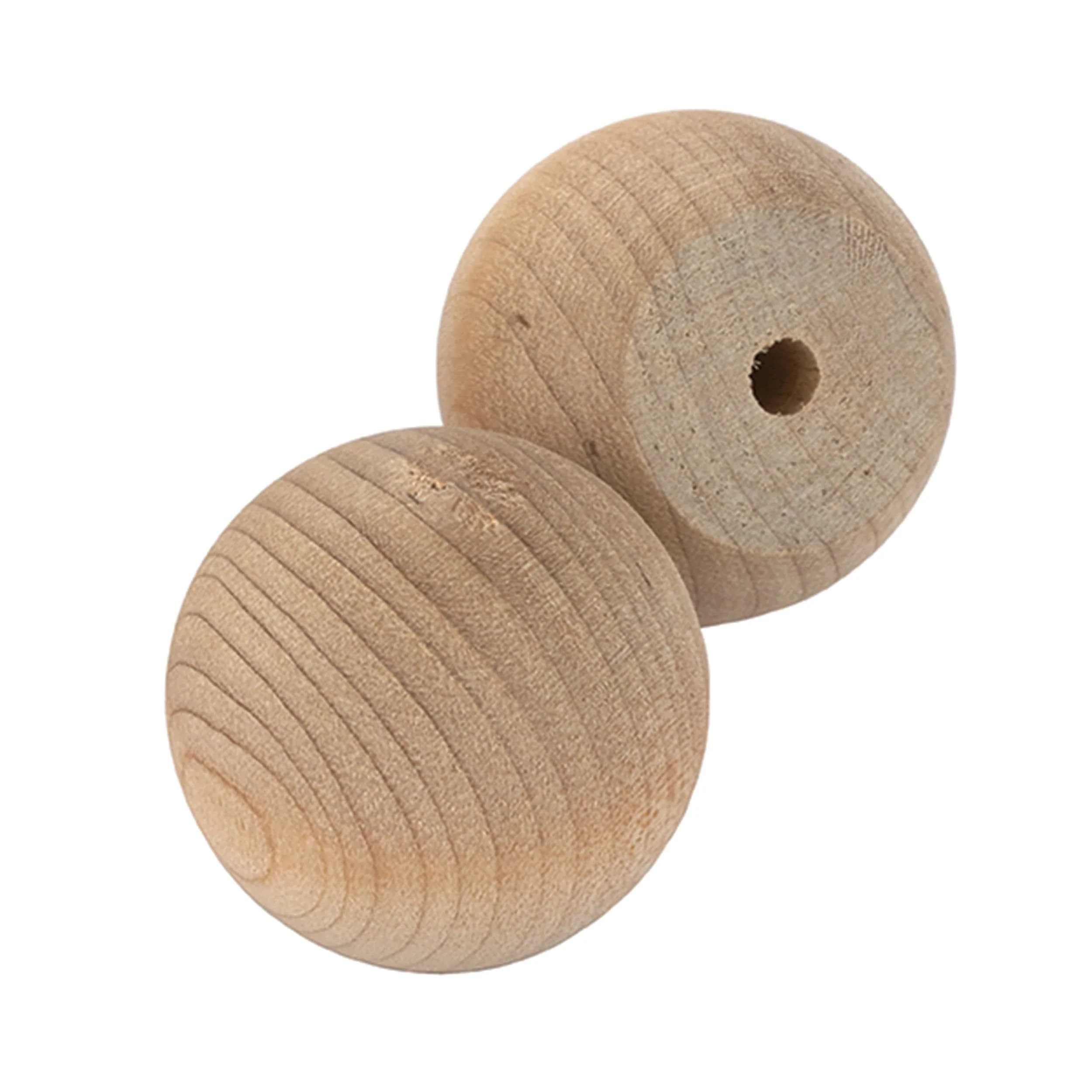 Hardwood Ball Knob w/Screws - 1-1/4" Diameter - 3/4" Flat - 2 Piece - Image 1