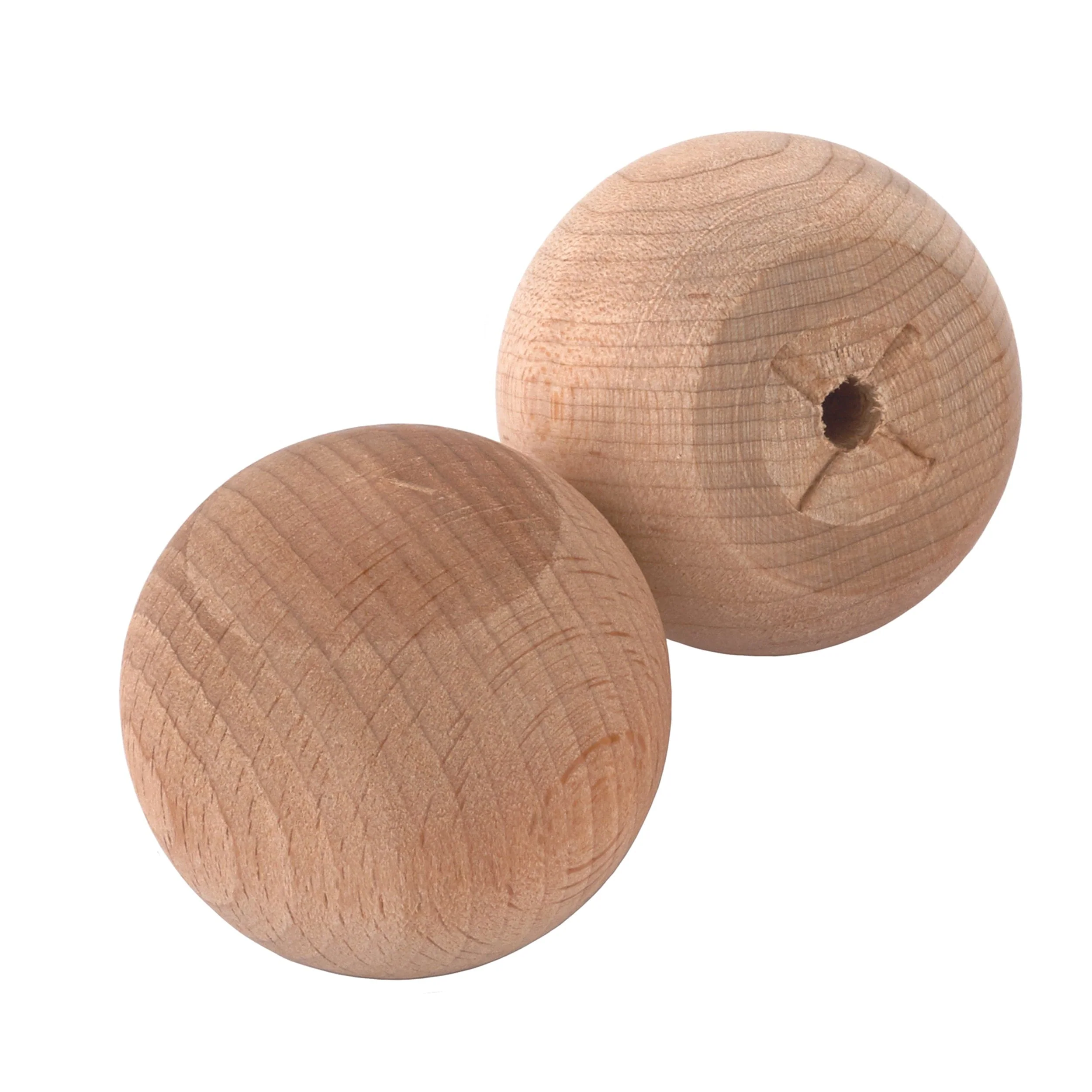 Hardwood Ball Knob w/Screws - 1-1/2" Diameter - 1" Flat - 2 Piece - Image 1