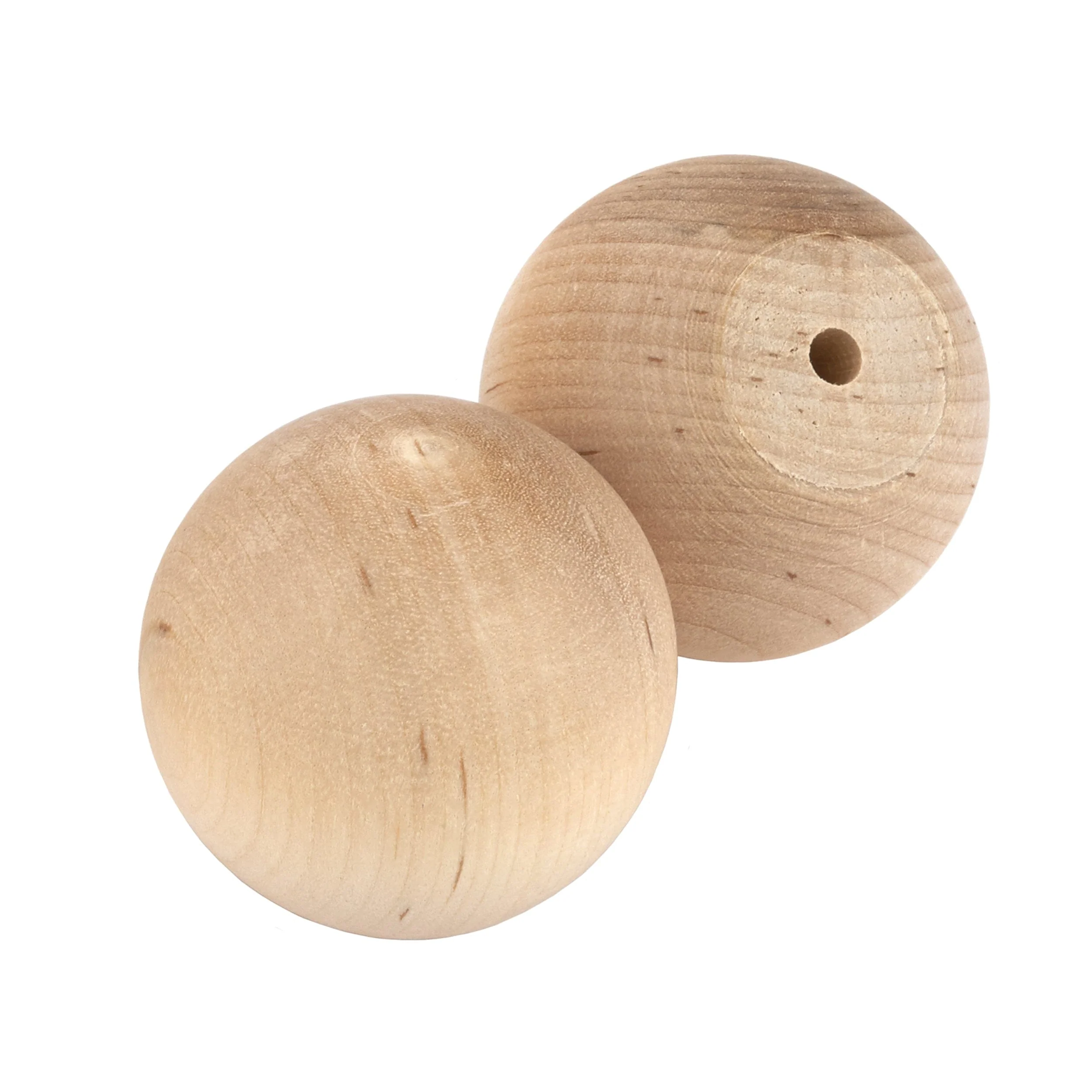 Hardwood Ball Knob w/Screws - 1-3/4" Diameter - 3/4" Flat - 2 Piece - Image 1