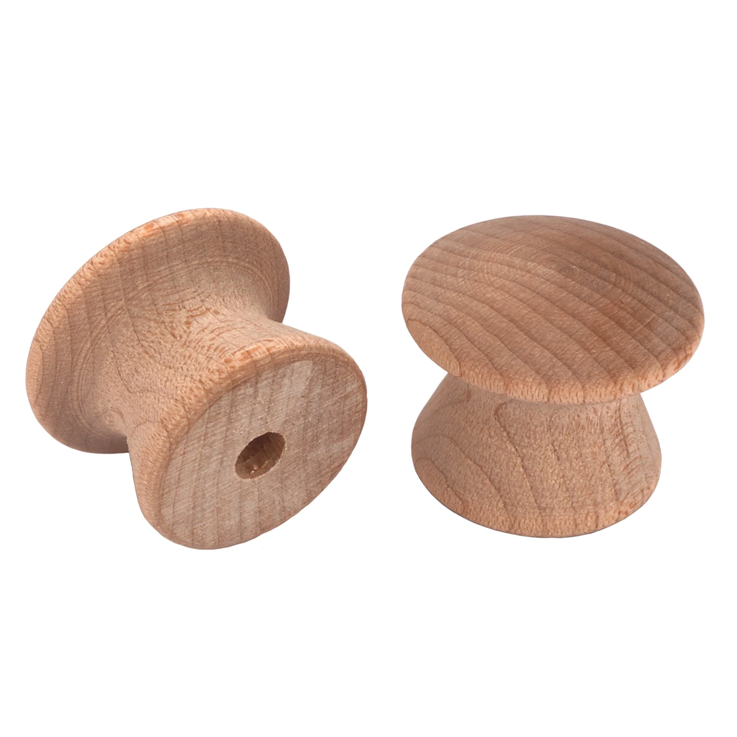 Mushroom Knob w/Screws - Birch - 1" Diameter - 13/16" Tall - 2 Piece - Image 1