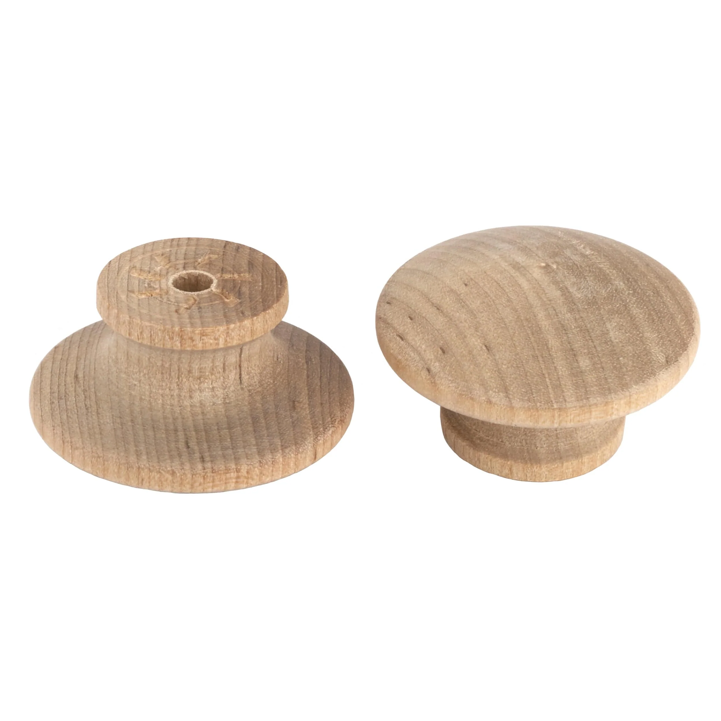 Mushroom Knob w/Screws - Birch - 1-3/4" Diameter - 1" Tall - 2 Piece - Image 1