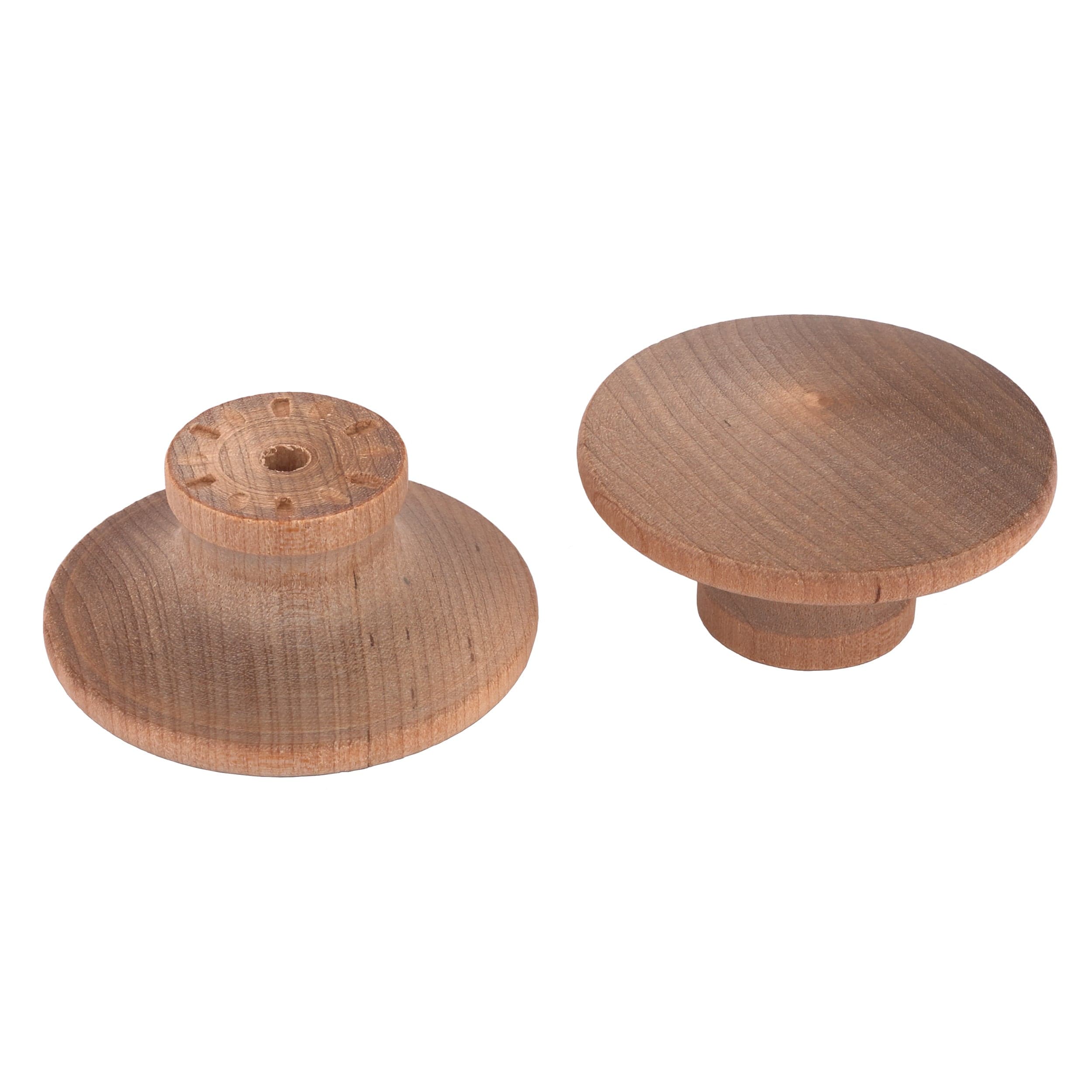 Mushroom Knob w/Screws - Birch - 2" Diameter - 1" Tall - 2 Piece - Image 1