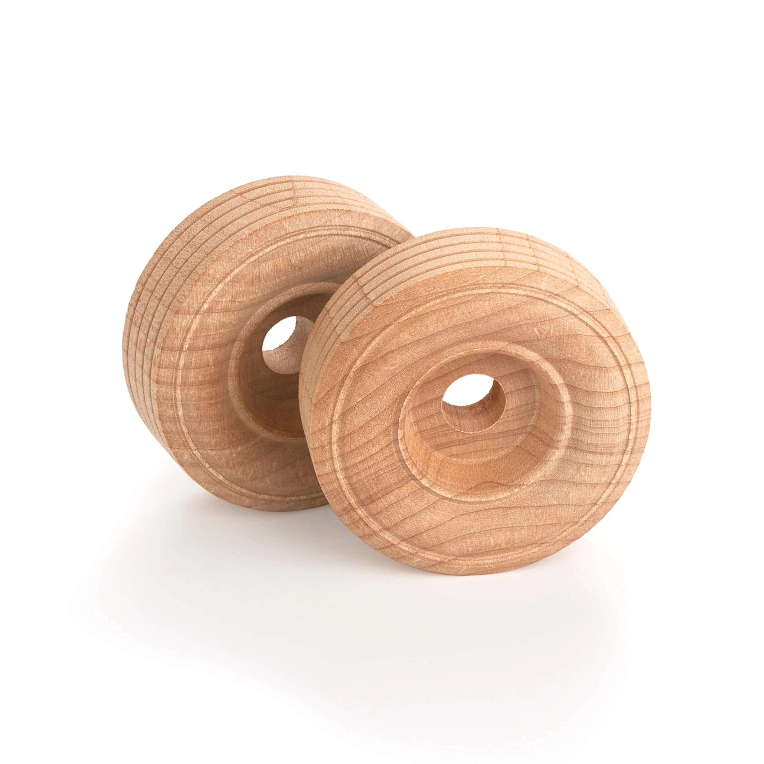 Wooden Single Truck Wheels – 2″ Diameter x 3/4″ Width – 3/8″ Axle Hole – 2 Piece