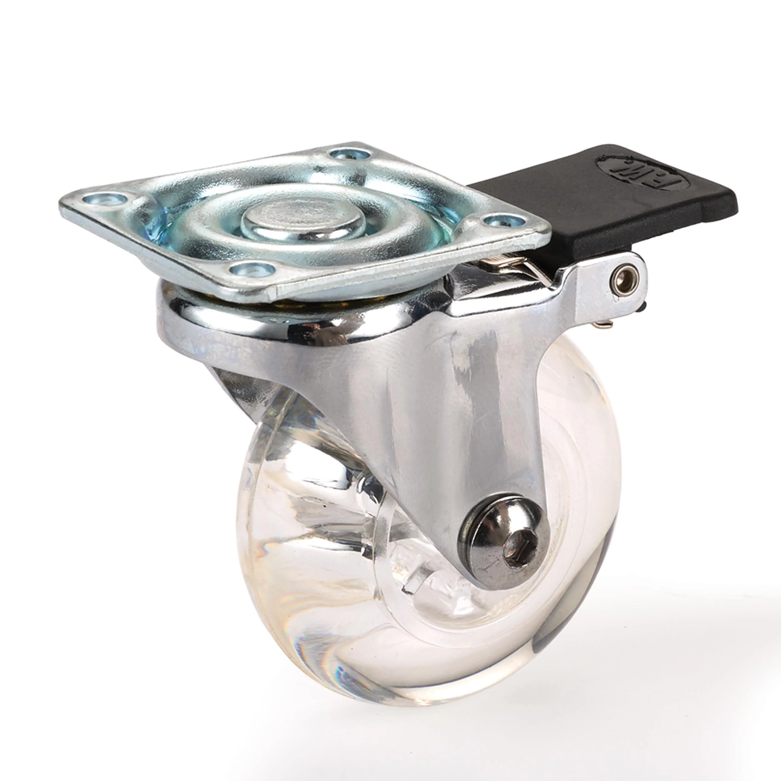 Skate Wheel Caster Locking with Rounded Translucent Wheel – 2″