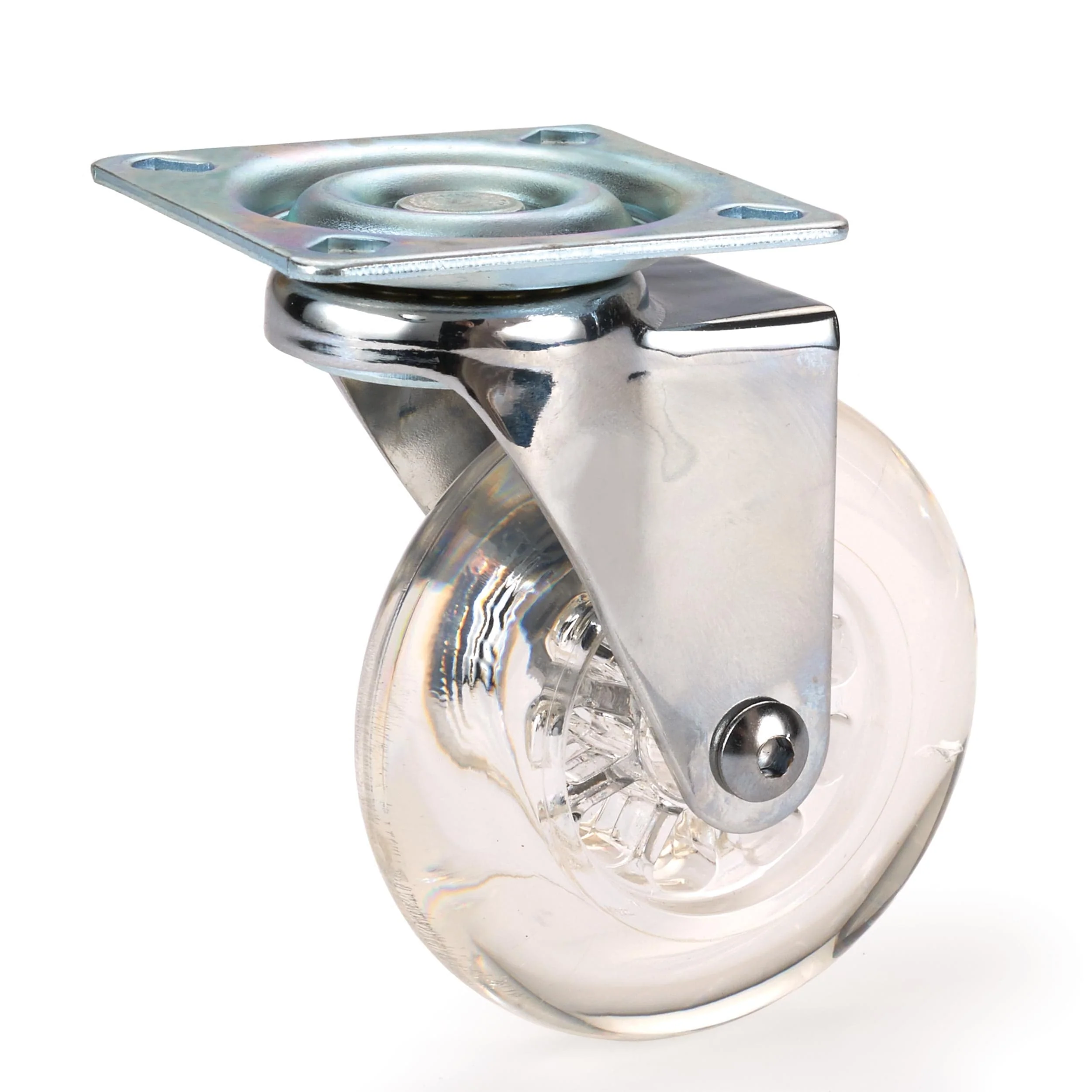 3" Skate Wheel Caster Non-Locking with Rounded Translucent Wheel - Image 1